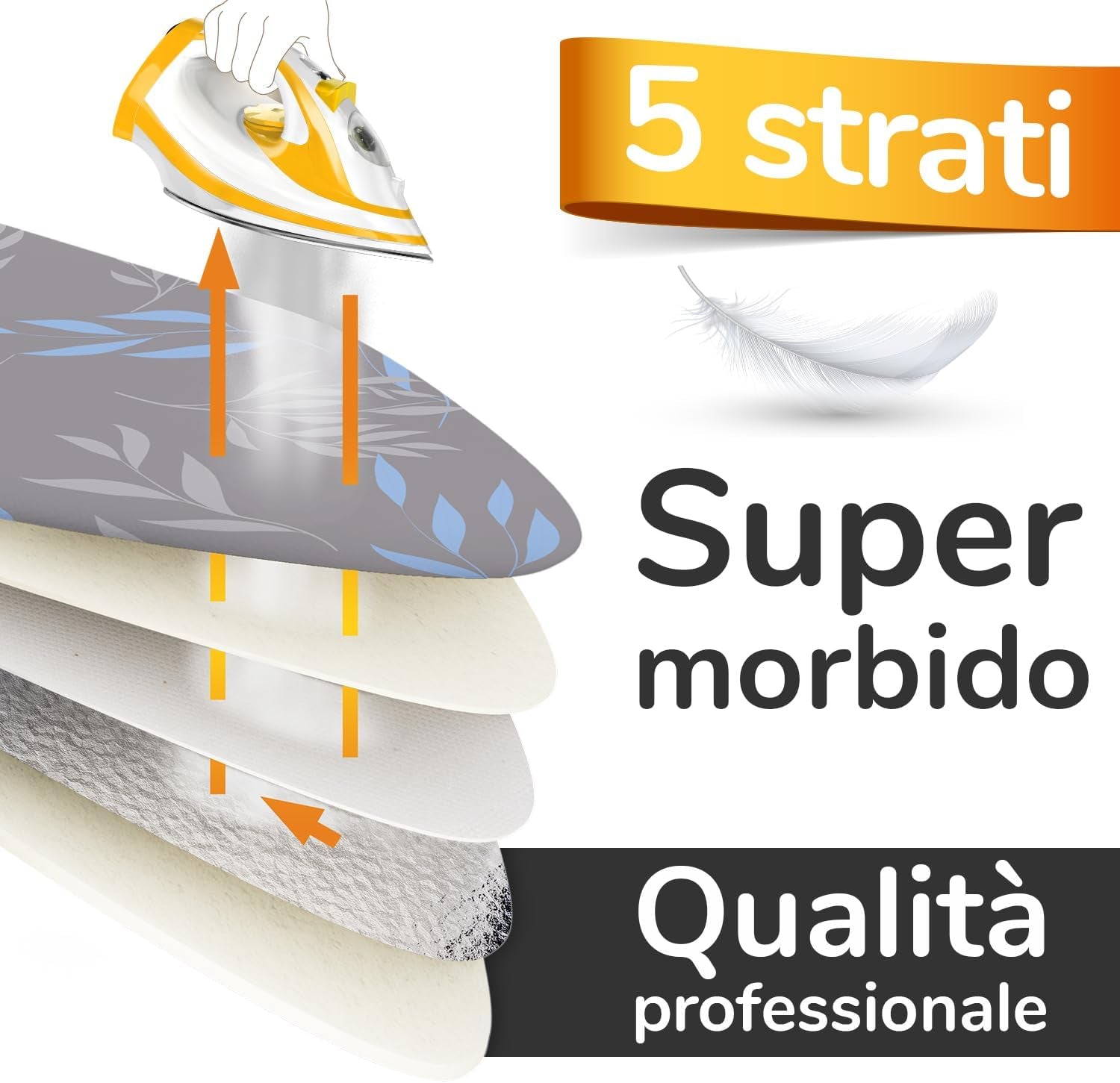 Pratico E Morbido Copriasse Da Stiro 125 X 45 Cm - Copri Asse Da Stiro Telo Universale per Ferri a Vapore, Con 3 Elastici in Dotazione