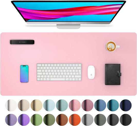 Tappetino Da Scrivania in Pelle, Tappetino per Mouse, Pad Scrivania in Pelle PU per Ufficio, Protezione Da Scrivania Impermeabile per Ufficio E Casa (80X40Cm, Rosa Fata)