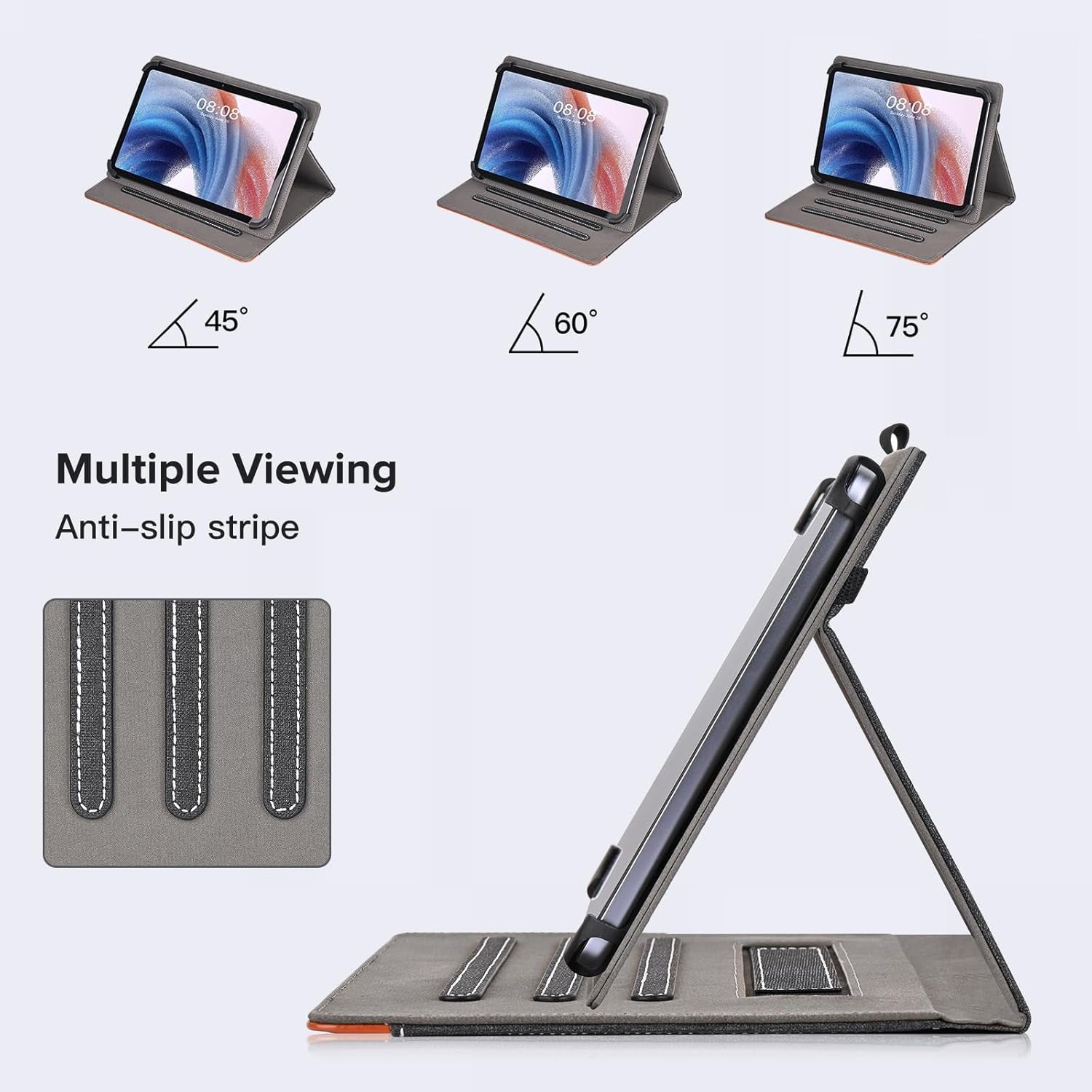 Custodia Universale per Tablet 10-11 Pollici, Cover per Doogee U10/U9/Whitedeer/Brillar/Yicty/Facetel/Yestel Tablet 10", Honor Pad X8A Tablet 11", Cover in Pelle PU Multi Angolo Di Visione,Nero