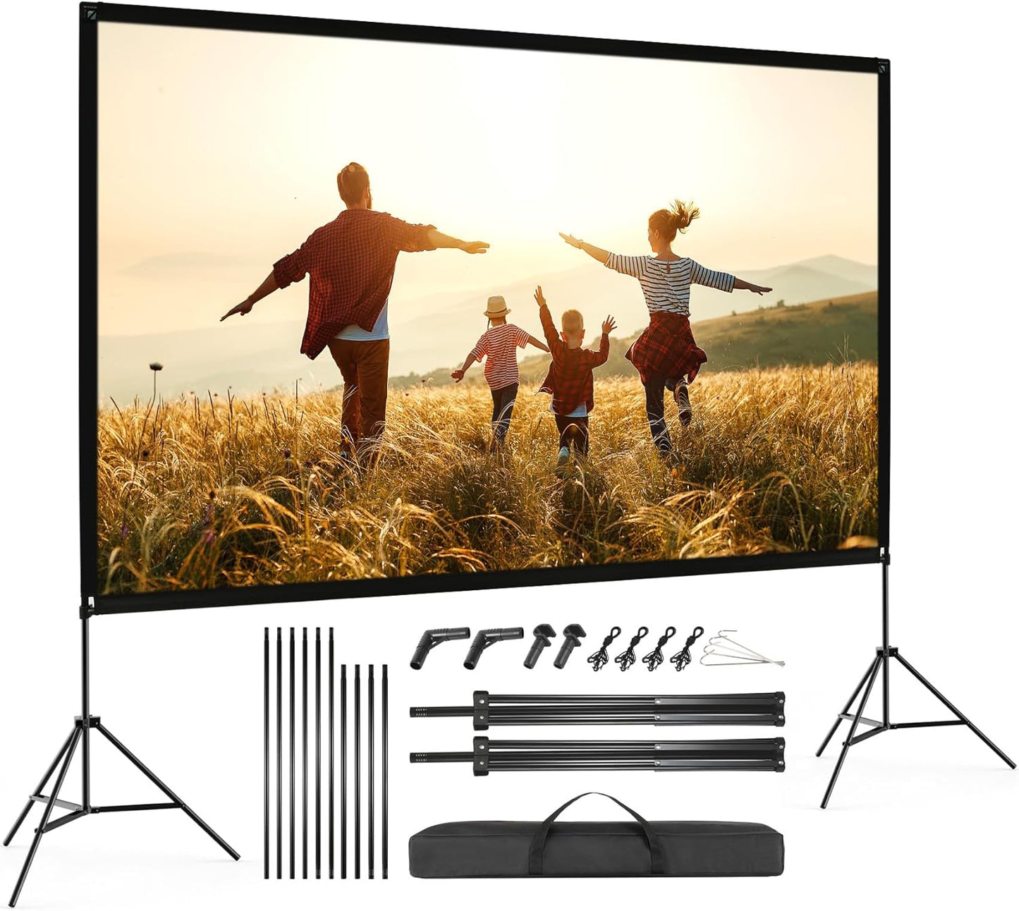 100"Schermo Proiettore, 4K HD 16:9 Schermo Proiettore Con Supporto Portatile, Grandangolo Di 160 Gradi, Perfetta per Teatro Domestico Cinematografico