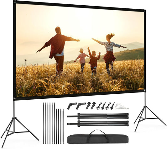 100"Schermo Proiettore, 4K HD 16:9 Schermo Proiettore Con Supporto Portatile, Grandangolo Di 160 Gradi, Perfetta per Teatro Domestico Cinematografico