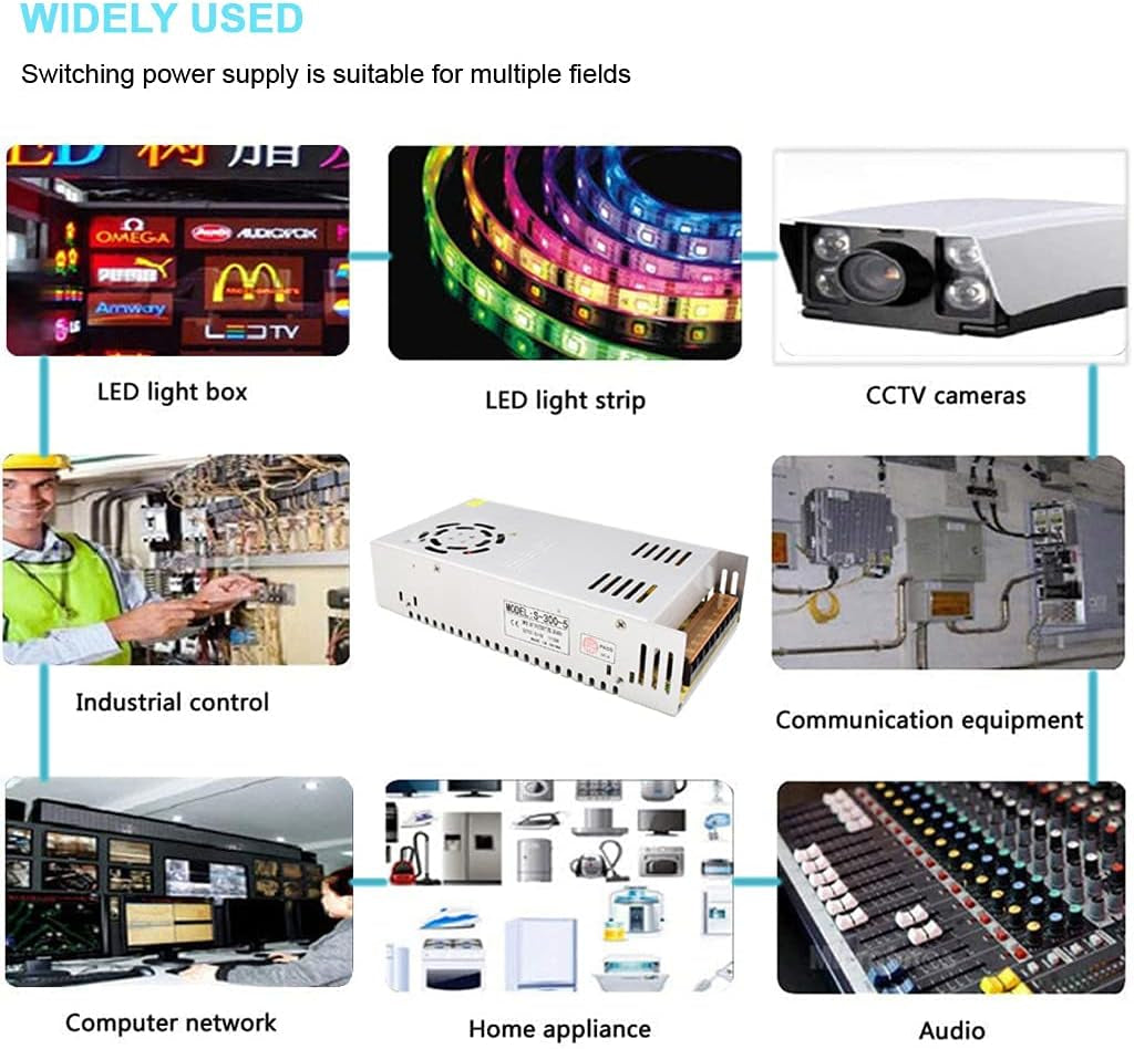 LED Interruttore Di Alimentazione Trasformatore Di Tensione AC 110/220V a DC 5V 60A 300W per Display a LED