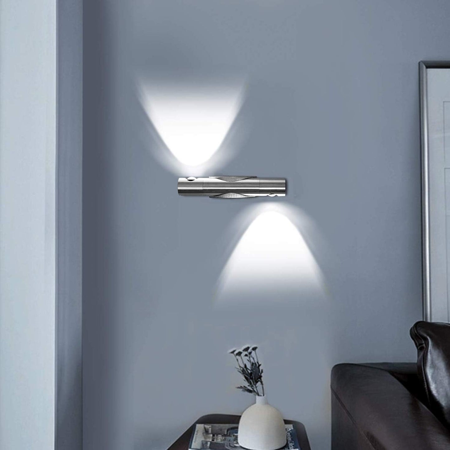 Applique Da Parete Interno, Applique Interno Rotazione Di 360°, Lampada Da Parete LED Moderne, Lampade Da Muro in Metallo per Decorazione Soggiorno Camera Da Letto Scale, 6000K Bianco Freddo