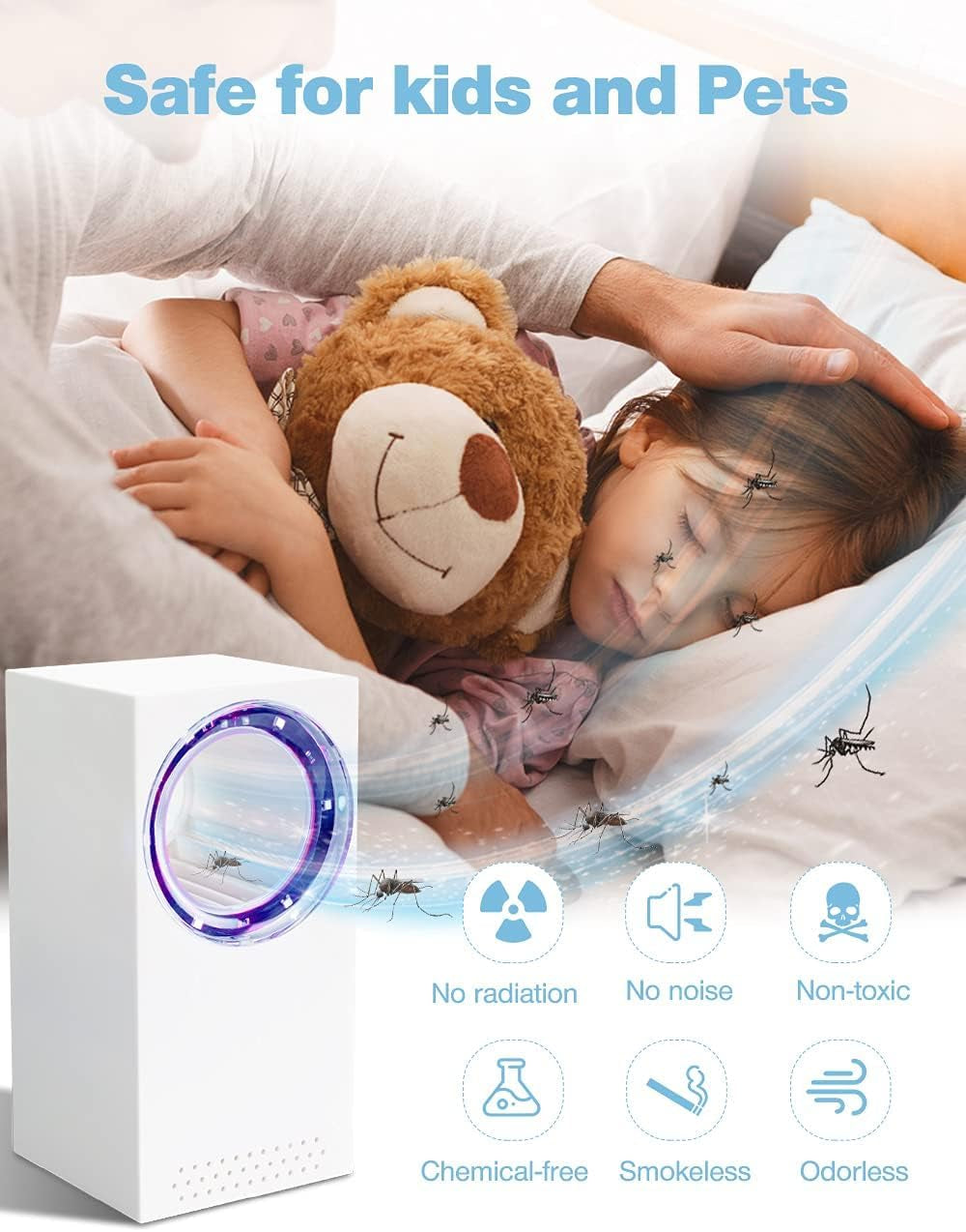 Uccidi Zanzare, Lampada Antizanzare Elettrica, Zanzariera Elettrica Con Lampada UV, Trappola per Zanzare USB, 180° Luce Insetticida per Uso Da Interno Ed Esterno, Zanzare, Mosche, Falene, Insetti