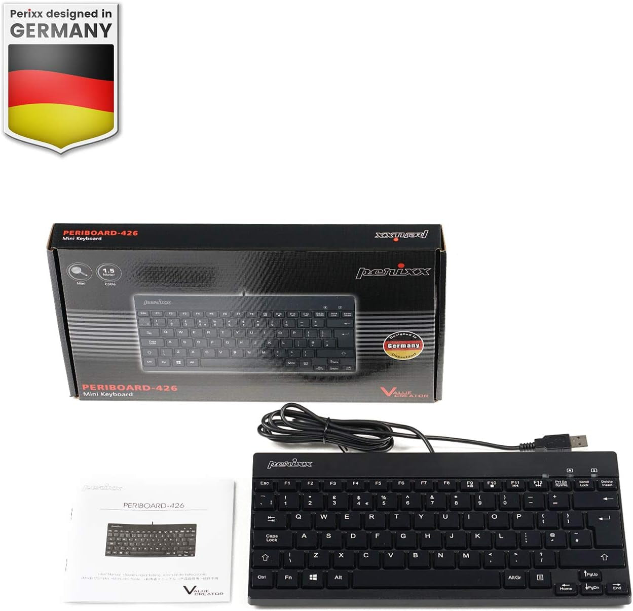 PERIBOARD-426 Mini Tastiera Con Cavo USB, Francese AZERTY, Nero