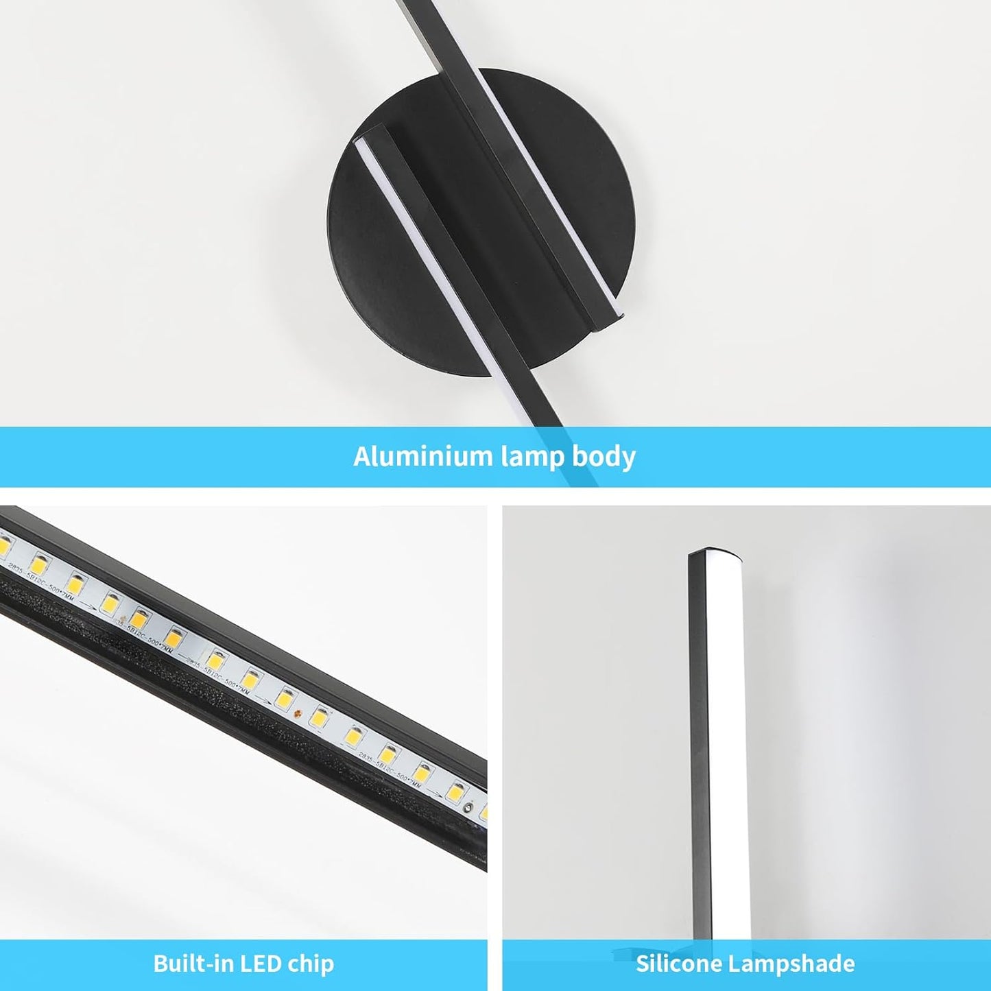 Applique Da Parete Interno, 16W Lampada Da Parete Moderno, Luce Fredda 6500K 1800LM Lampada a Muro per Camera Da Letto, Soggiorno, Corridoio, Scale, 45CM