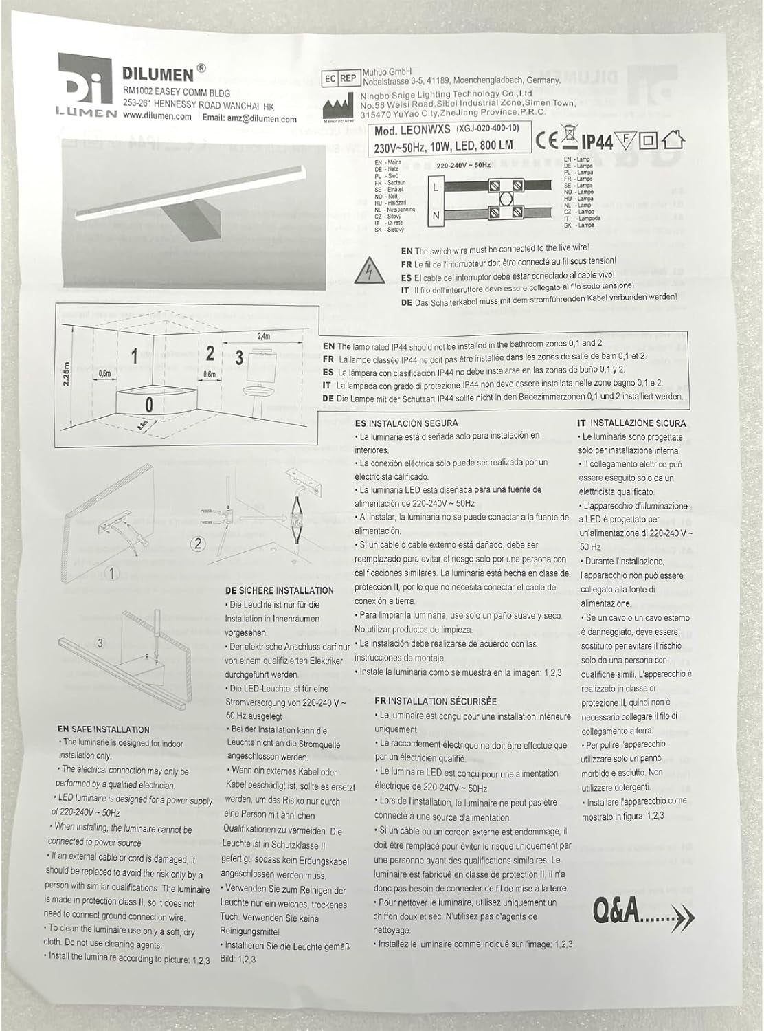 Applique Bagno Specchio Con Interruttore, Acciaio Inossidabile, 40 Cm, Luce Specchio Bagno 10 W 800 Lm, Bianco Neutro 4000 K, Stile Minimalista IP44 Impermeabile(40Cm - 4000K)
