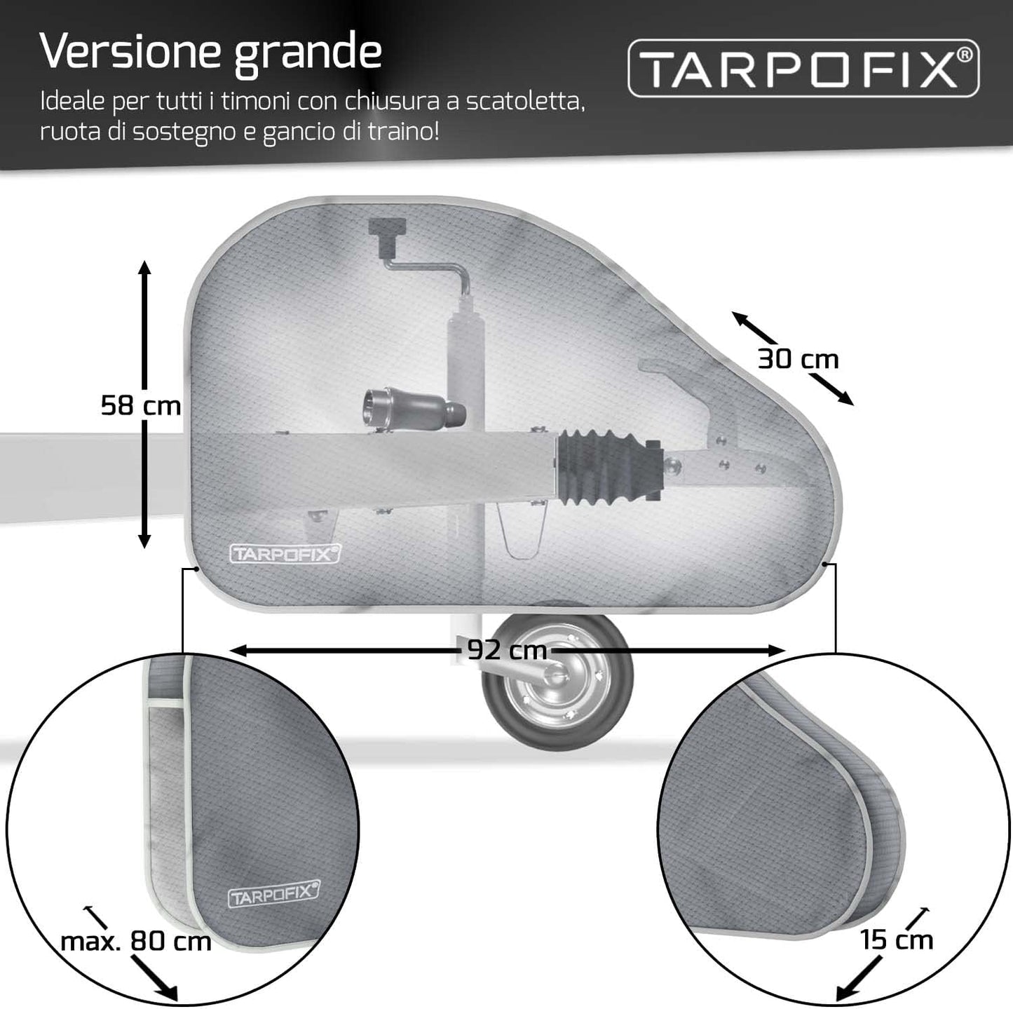 ® Copritimone Caravan Con Doppia Chiusura a Scatto - Copri Gancio Roulotte Di Ottima Fattura Universale per Roulotte - Copri Gancio Traino per Rimorchi Con Gancio