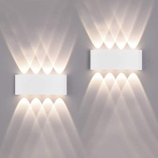 2 Pack Lampada Da Parete Esterno/Interno LED Applique Da Esterni 16W 1600LM up down Faretto Da Parete IP65 Impermeabile Moderno Lampade Muro Alluminio Bagliore Su E Giù (Bianco 4500K Luce Naturale)