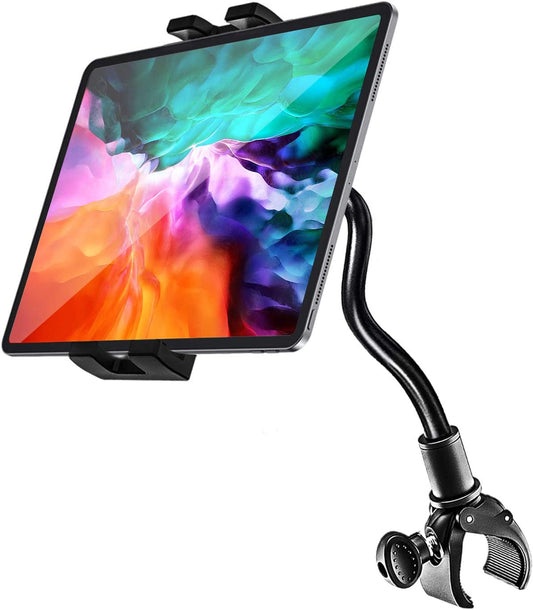 Supporto Tablet Bici Spinning,  Porta Tablet Bicicletta Cyclette Tapis Roulant a Collo Oca, per Ipad Pro 12.9, 10.5, 9.7, Ipad Air, Ipad Mini, Samsung Tab, Iphone 4-13" Smartphone Tablets