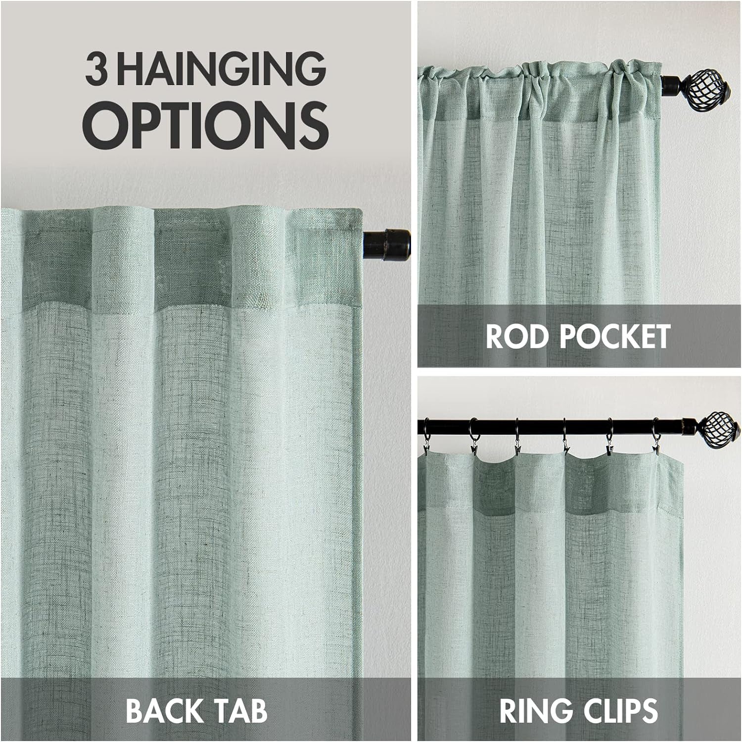Lino Tende Finestre Tenda a Pannello Traslucido Tende Moderne a Vela Trasparente per Porte Balcone Adatte per Soggiorno Camera Da Letto 2 Pezzo Set Turchese 140X225 Cm