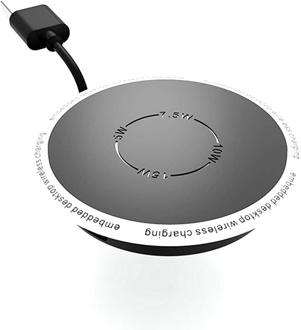 Caricatore Wireless Da Tavolo Incorporato, QI Standard Wireless Fast Charging Station 5W 7.5W 10W 15W Invisibile Wireless Charger Compatibile Con I-Phone 12, 11, XS Ecc