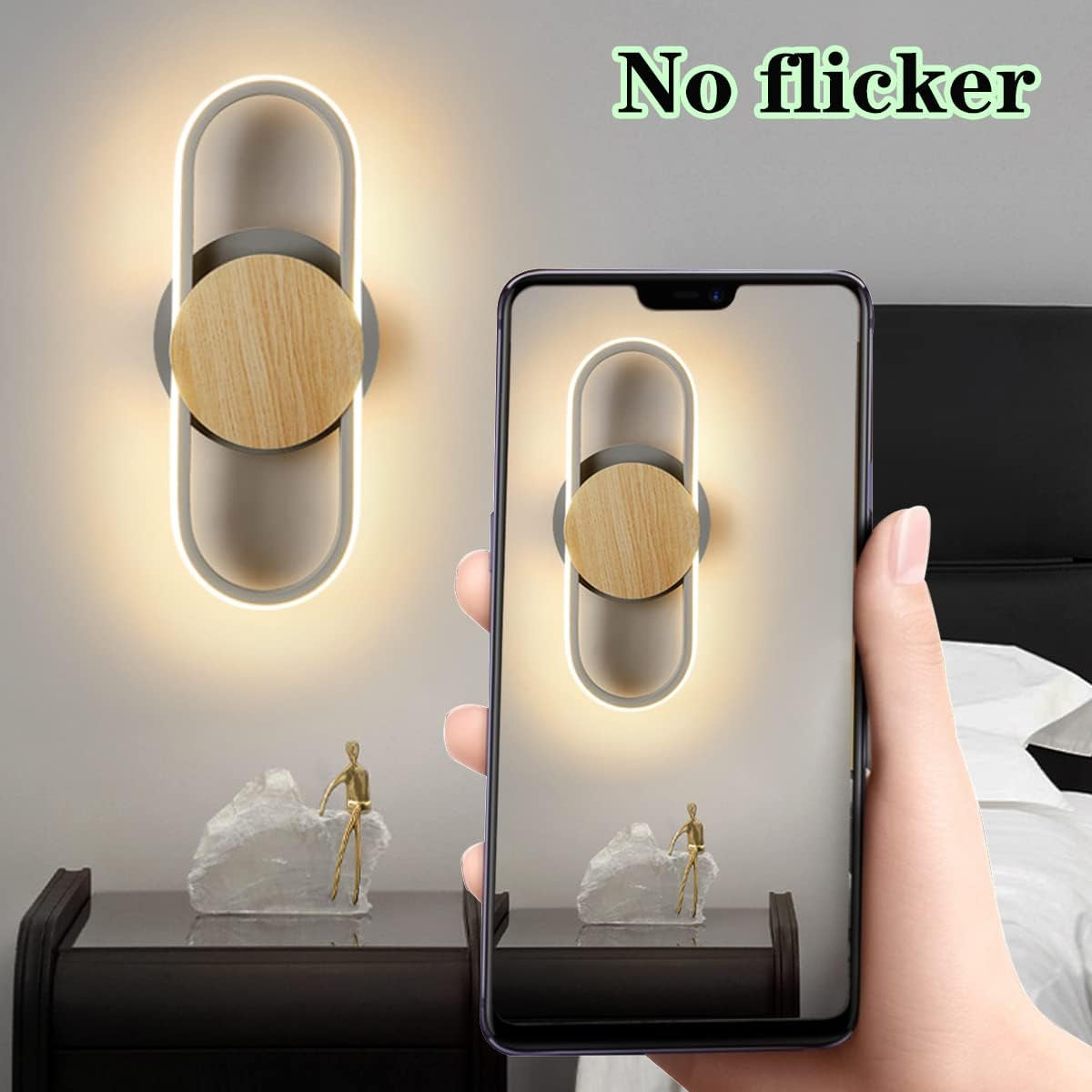 Applique LED Da Parete Interno Moderno,19W Lampada Da Parete Interni Decorazione Con Venature Legno,Bianco Naturale 4000K Lampade Muro per Camera Da Letto Soggiorno Corridoio Ufficio Quadrato