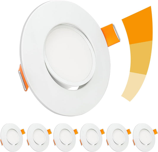 Faretti Da Incasso per Cartongesso 5W Dimmerabili 3000K Bianco Caldo 460LM Faretti LED Interno Ultrasottil 230V Orientabili a 45°Diametro Foro 68 Mm Faretto Da Bagno Rotondo Bianco, Set Da 6