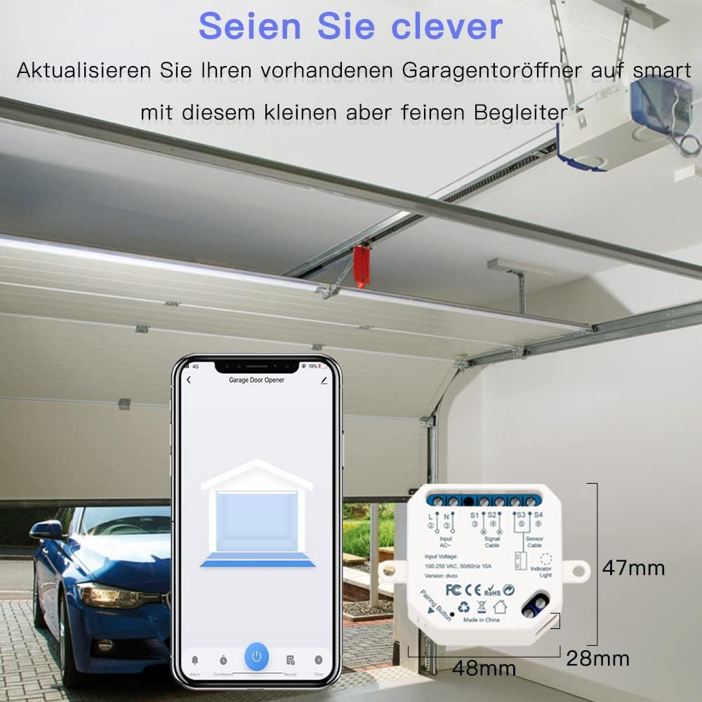Apriporta Wifi Smart per Garage , Controllo App Smart Life, Controllo Vocale Con Alexa E Google Home, Senza Hub