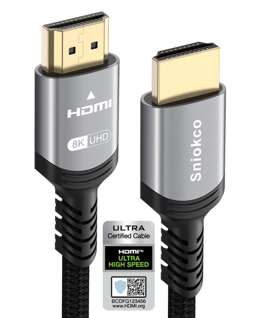 10K 8K 4K Cavo HDMI 2.1 48Gbps 3M, Certificato Cavo HDMI Ad Alta Velocità Ultra in Alluminio, 4K@240Hz 120Hz 8K@60Hz, HDCP 2.2 E 2.3, Earc HDR 10 Compatibile Con Ps5/Blu-Ray/Roku Tv/Switch