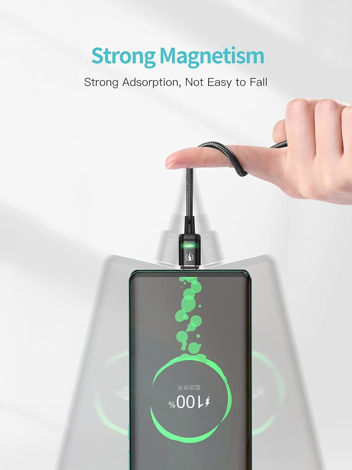 Cavo Magnetico USB C per Ricarica Rapida, 2 Pezzi Da 1 M, 3 a Con Adattatore Di Tipo C, Supporto QC 3.0, Ricarica Rapida,1M Ricarica Dati E Ricarica Rapida, Nero
