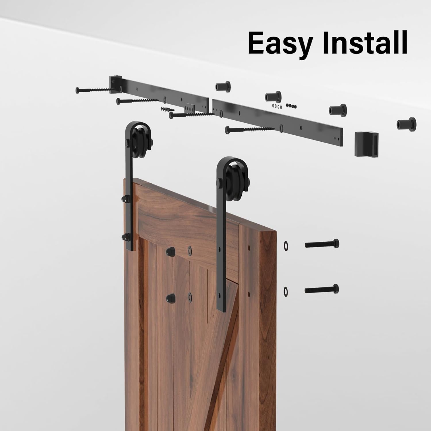 200Cm Binario Piatto per Hardware per Porte Scorrevoli in Acciaio Al Carbonio, Porta Singola, Rullo a Forma Di J.