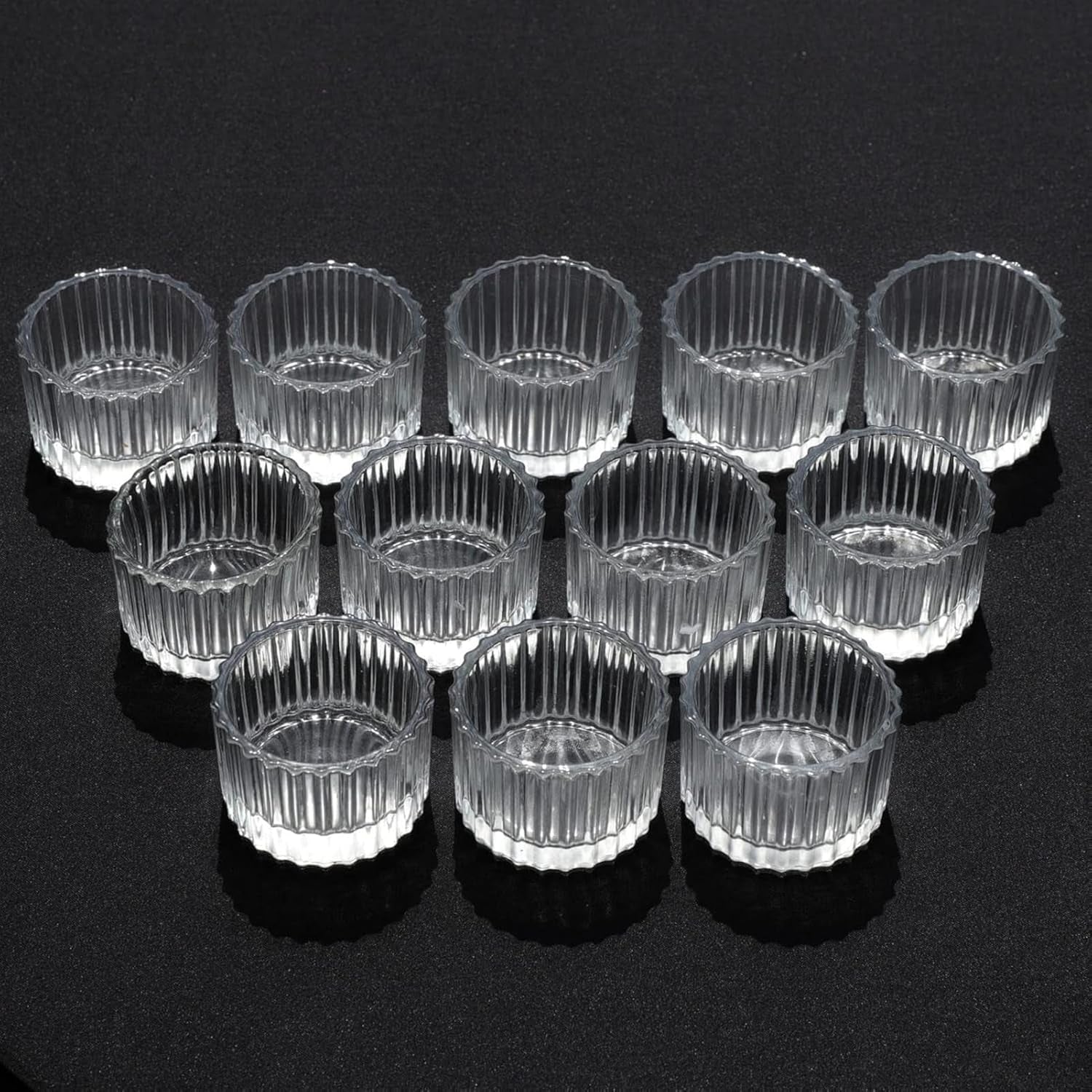 Set Di Bicchiere Candela in Vetro Da 12,5 X 3,5 Cm, Colore: Trasparente