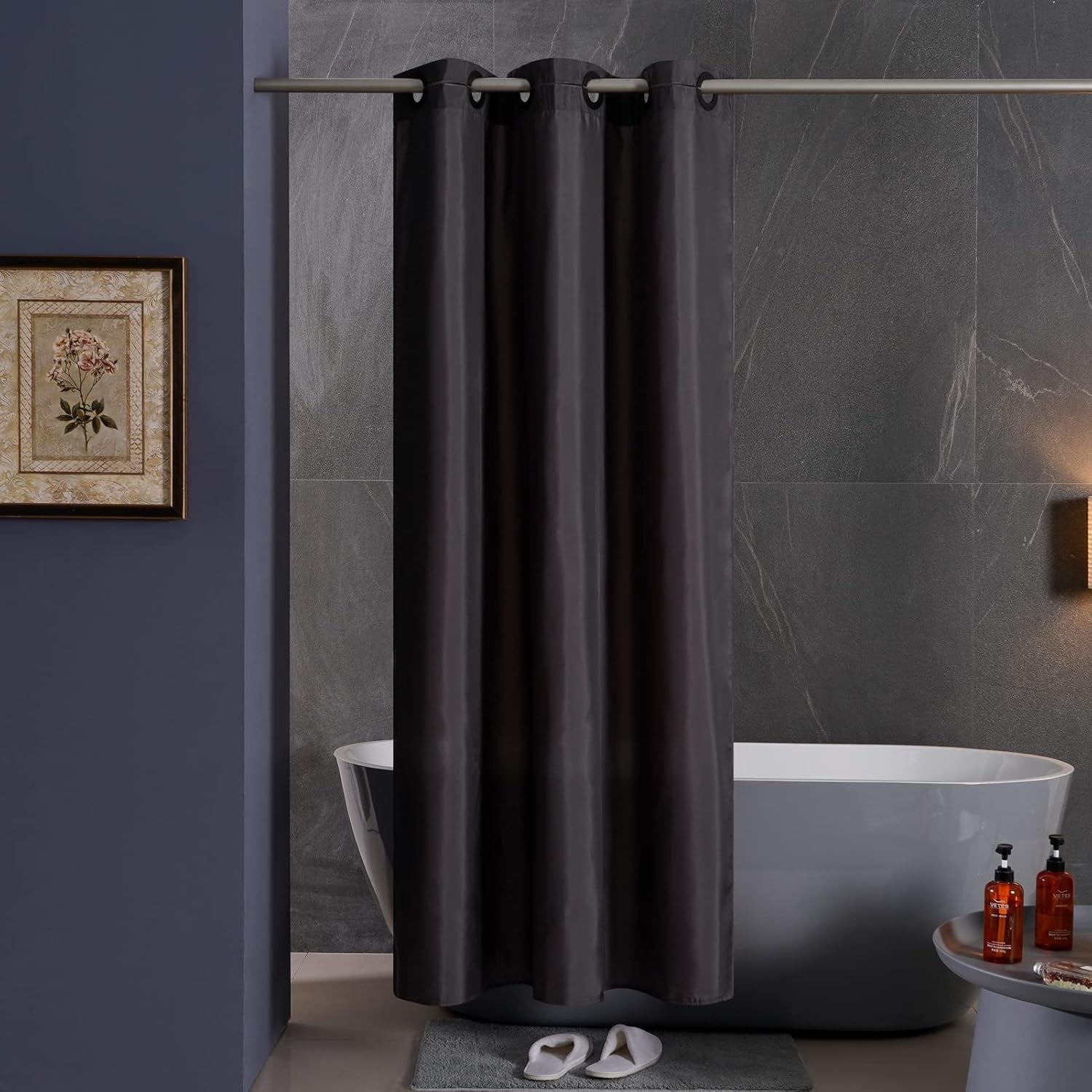 - Tenda per Doccia E Vasca Da Bagno, Resistente Alla Muffa, in Tessuto Impermeabile, Lavabile, 180 X 203 Cm, Con Occhielli Grandi, Colore Grigio Scuro