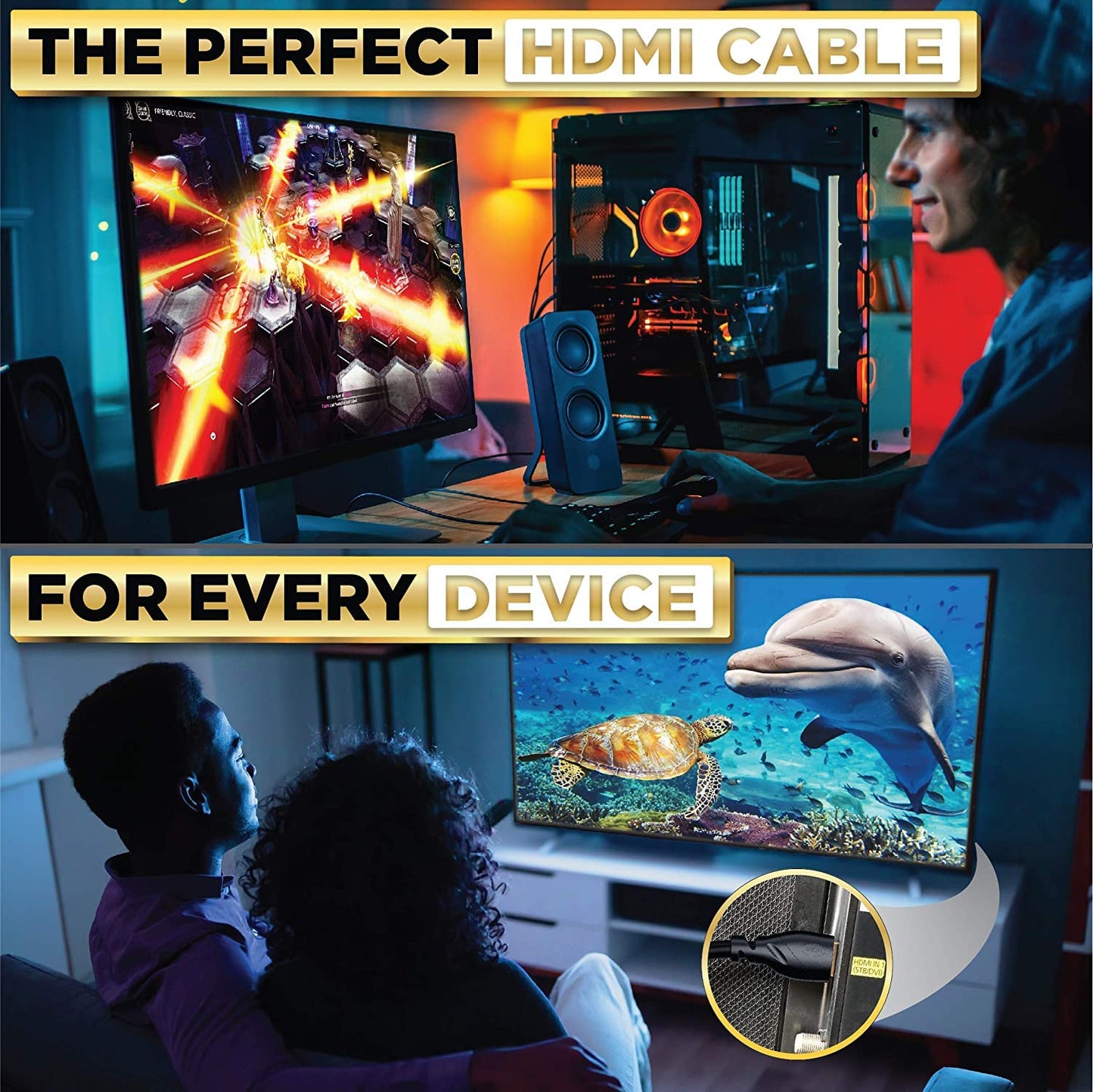 Cavo HDMI 4K 9 M | Alta Velocità, Nylon Intrecciato E Connettori Dorati, 4K a 60 Hz, Ultra HD, 2K, 1080P, ARC E CL3 | per Laptop, Monitor, PS5, PS4, Xbox One, Fire TV E Altro Ancora