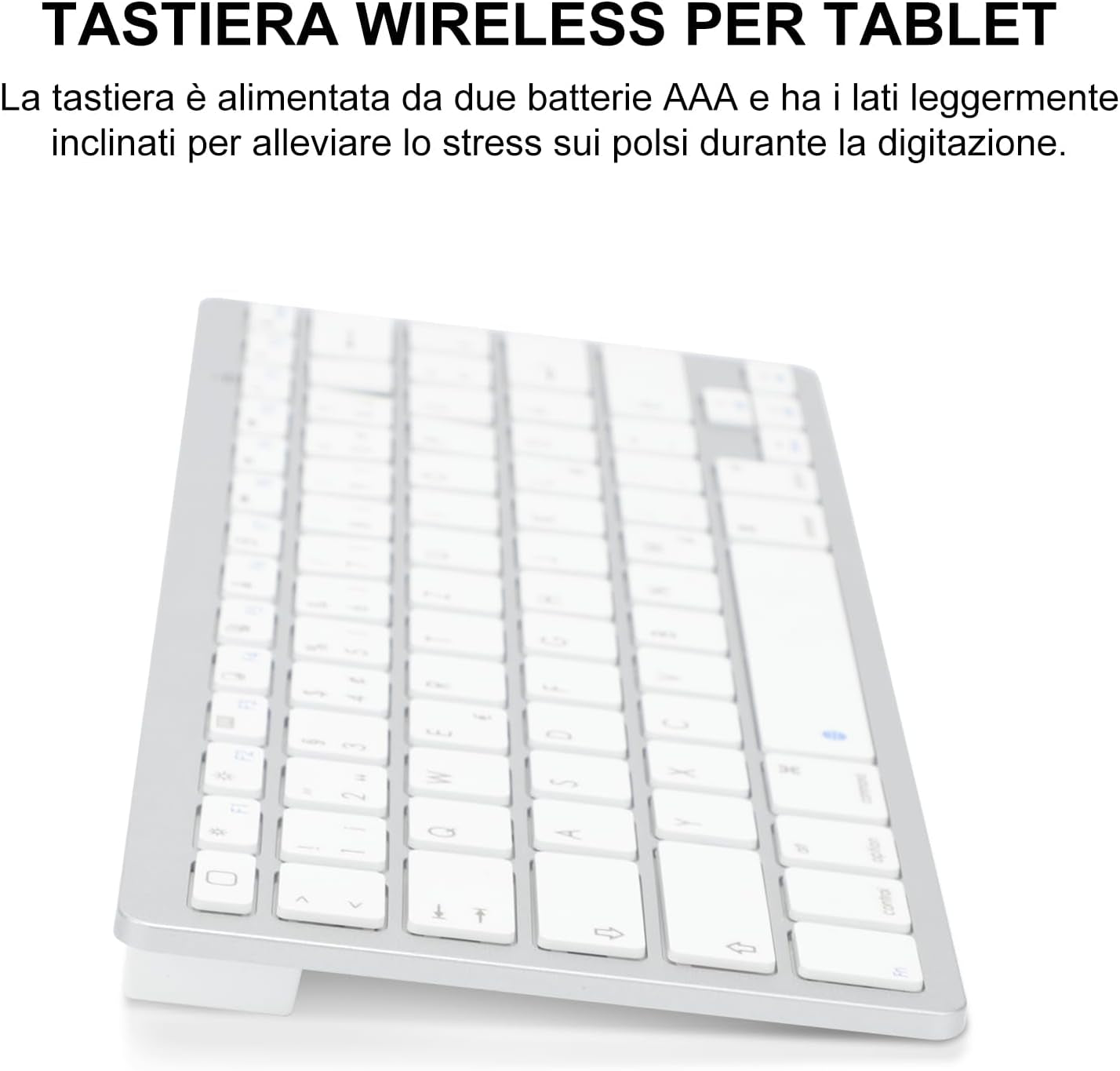 Tastiera Bluetooth Italiana, Wireless Tastiera Portatile Light per Tablet Ipad, Samsung, Huawei, Ios, Android, Windows E Qualsiasi Dispositivo Abilitato Bluetooth, Bianco