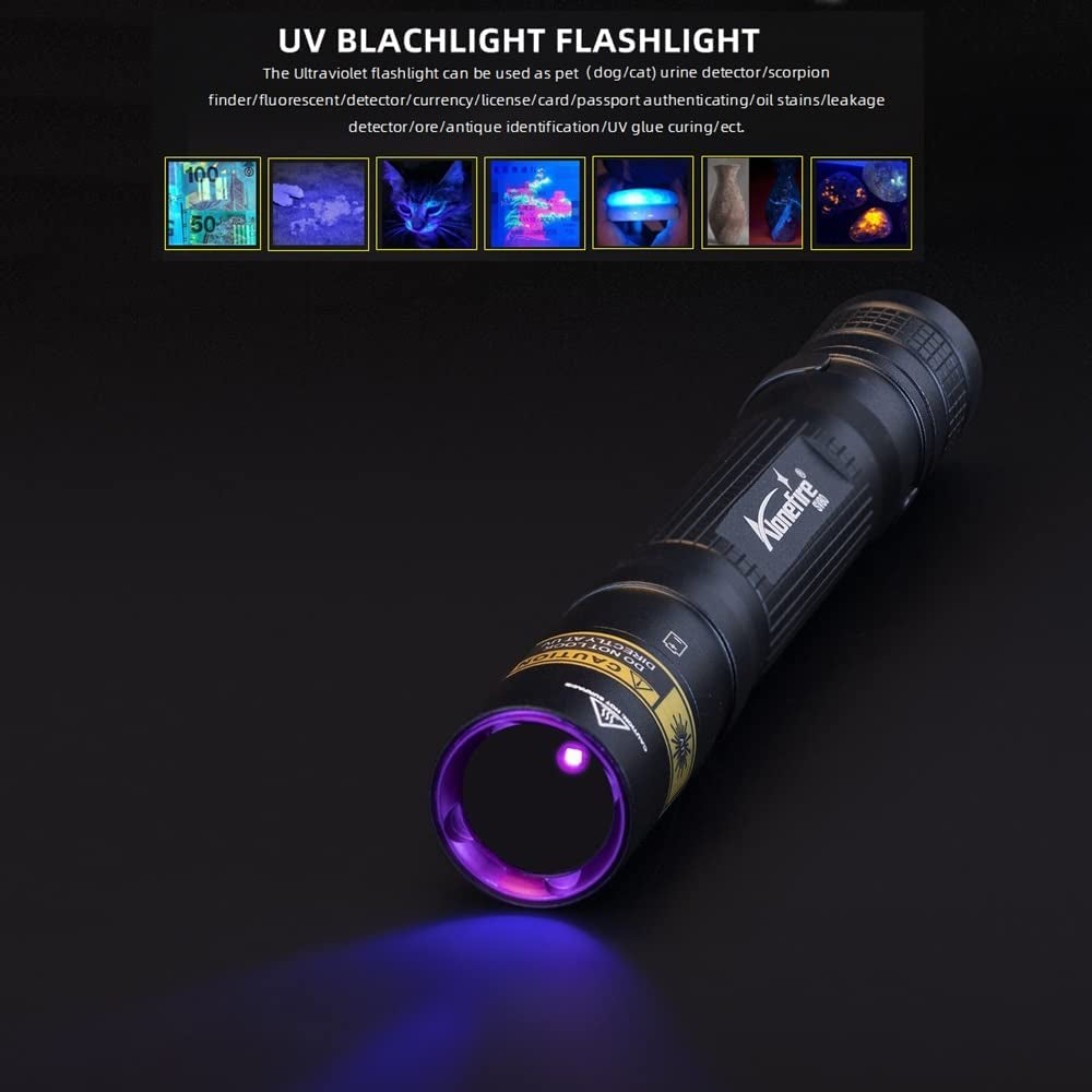 SV80 3W Mini Torcia UV 365Nm Professionale Portatile Ultravioletti Luce Molto Piccolo Nera Rileva Urina per Fluorescina, Minerali, Rilevamento Del Denaro, Scorpioni Con 2 Pezzi Batteria AA