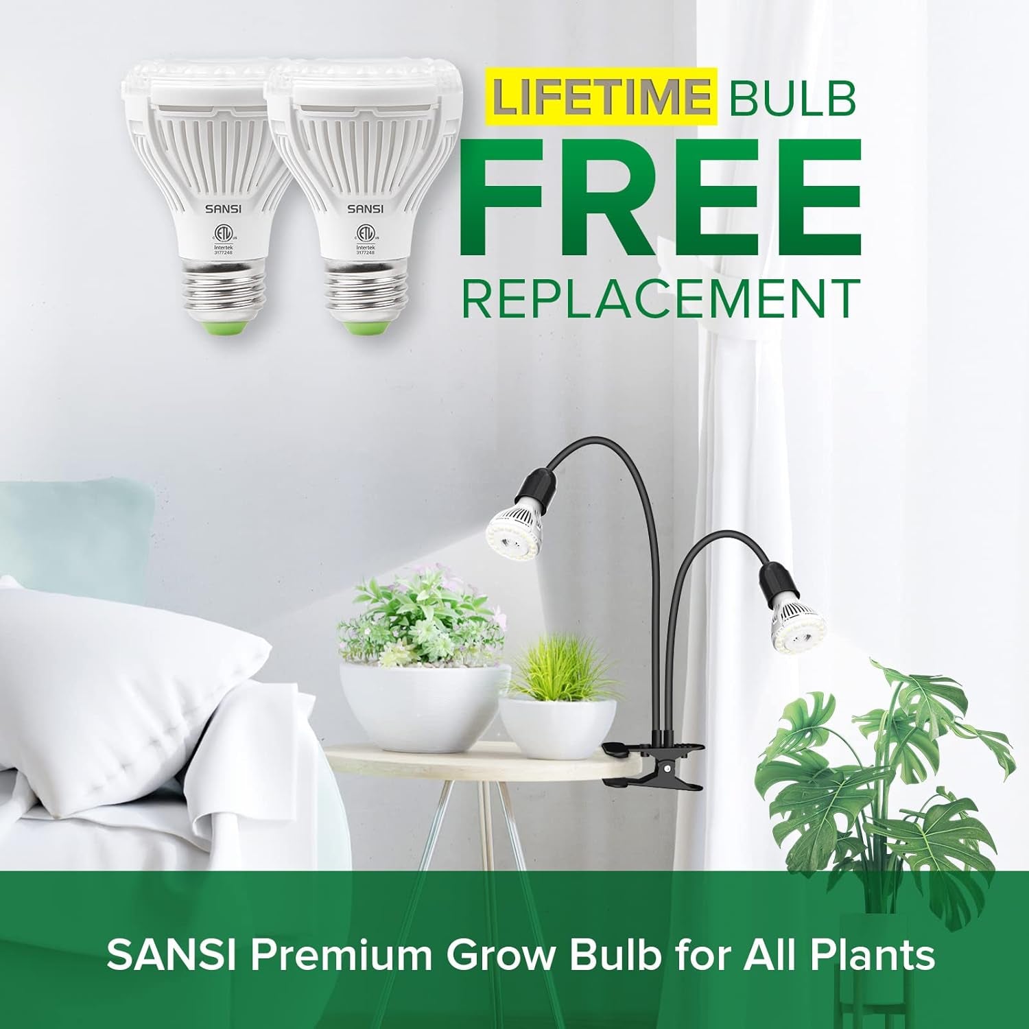 Doppia Testa Coltiva La Luce 20W Spettro Completo Intensivo 360° Clip a Collo Di Cigno per Pianta Da Interno Coltiva La Serra Da Giardino Con 2 Lampadine E27 per La Crescita Delle Piante