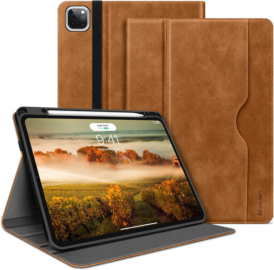 HOLIMET Custodia per Ipad Pro 12.9 2022 6 Generazione, 2022/2021/2020/2018 (6A/5A/4A/3A Gen) Smart Cover Con Pencil Holder per Pencil 2, Auto Svegliati/Sonno Case per Ipad Pro 12.9 Pollici (Marrone)