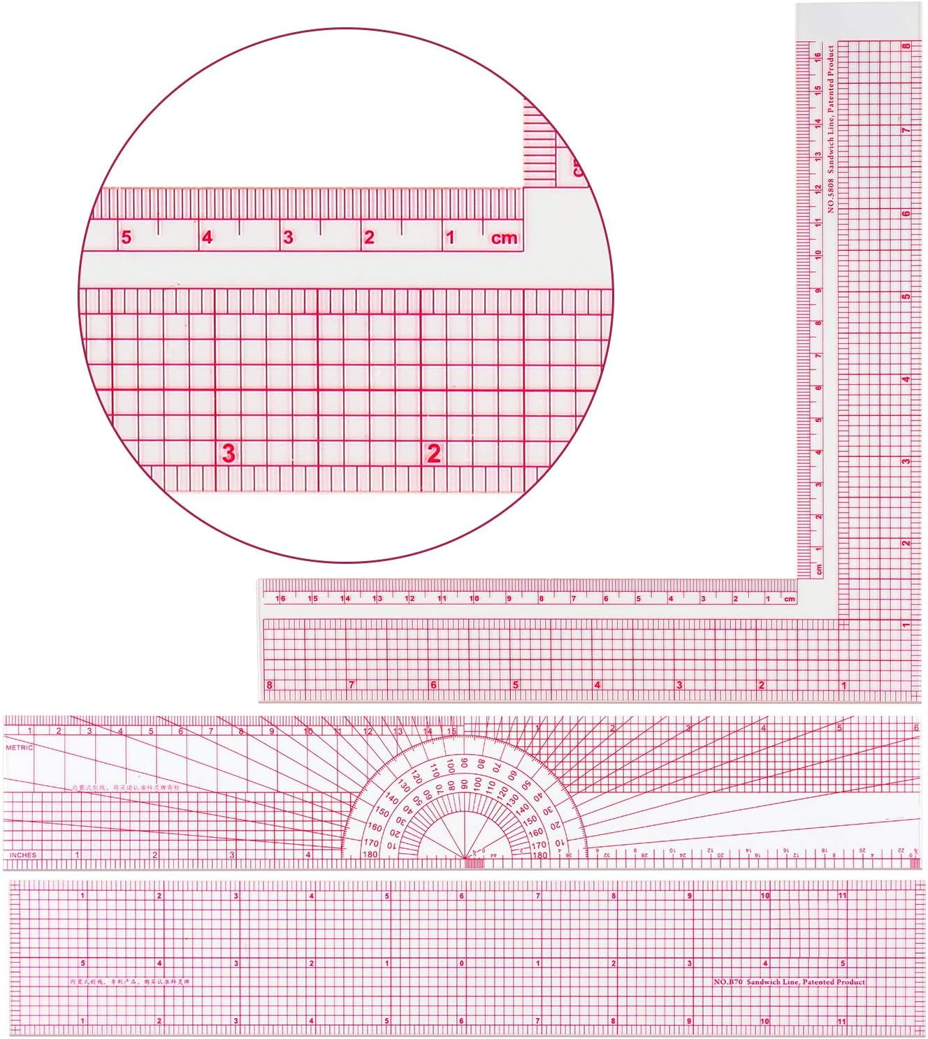 Set Di Righelli per Cucire Metrici Trasparenti Alla Moda in 9 Stili Righello per Curve Francesi Strumenti per Cucire in Plastica Righello Di Misura per Principianti Sarti Progettare Modelli