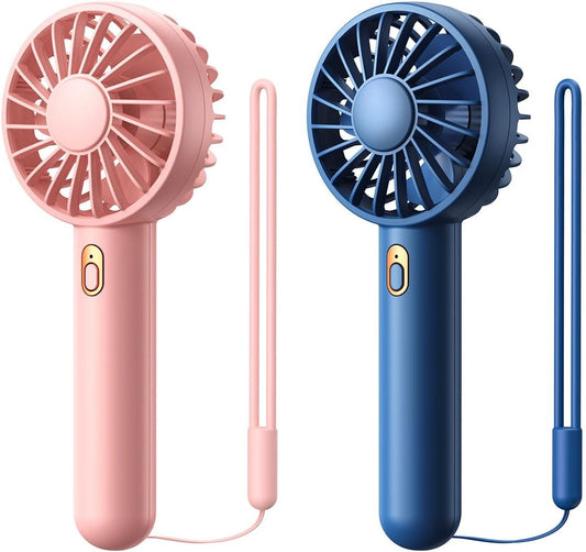 Confezione Da 2 Mini Ventilatore Portatile, Ricaricabile Tramite USB, 3 Velocità, Ventilatore Da Scrivania Con Base, Leggero, per Trucco, Viaggi, Spiaggia, Interni Ed Esterni, per Ragazze E