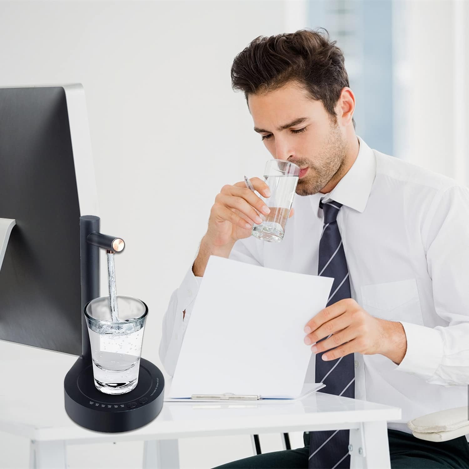 Erogatore Elettrico Da Tavolo Di Bottiglie D'Acqua,Pompa per Acqua Potabile Portatile Dell'Erogatore Automatico D'Acqua Usb,Pompa per Bottiglie D'Acqua Da Tavolo (Blu)