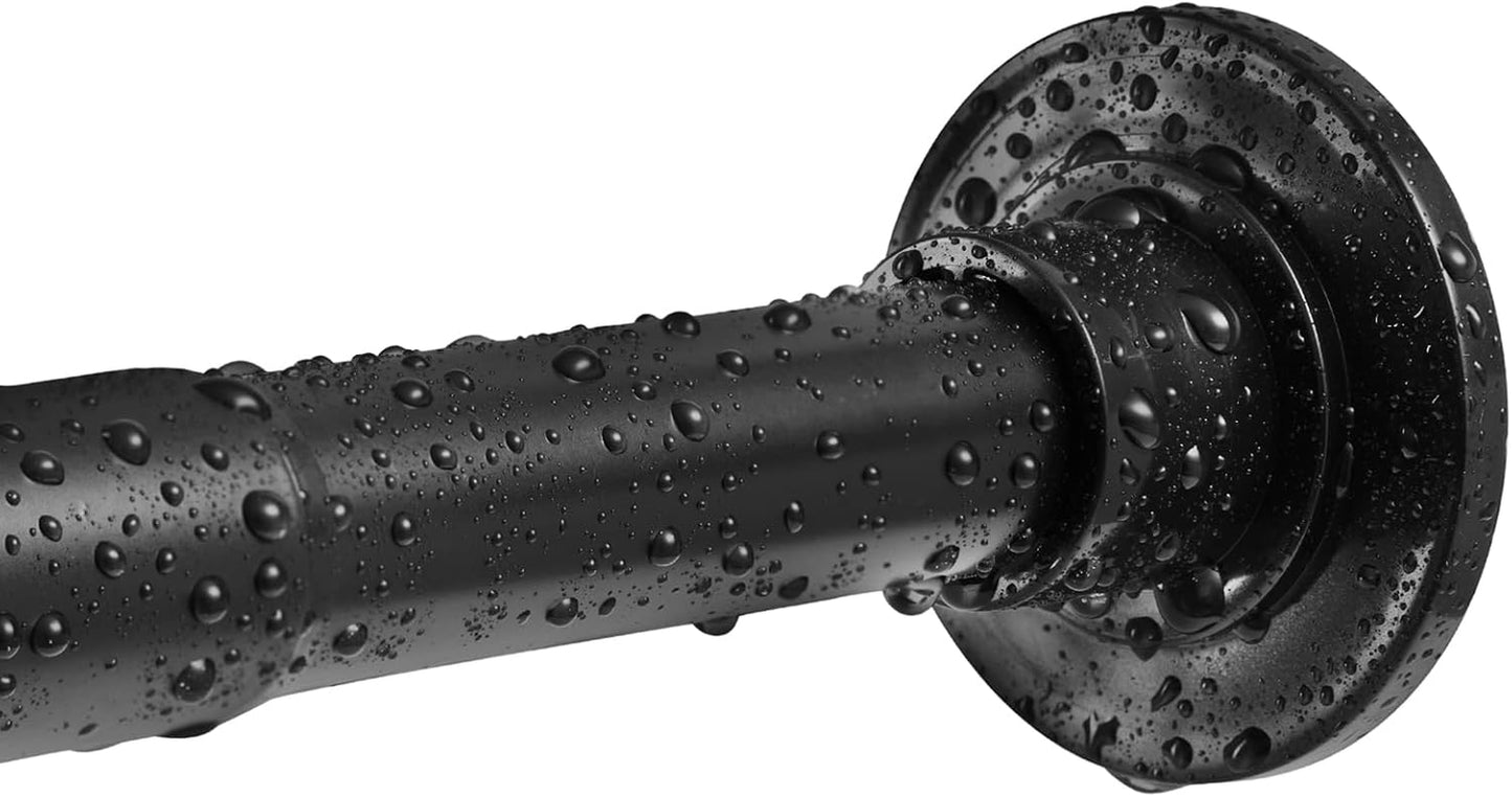 Asta per Tenda Da Doccia in Acciaio Inox, Non Necessita Di Forature E Ruggine, Regolabile, Colore Nero, Telescopica, per Bagno, Finestre O Porte (74-138 Cm)