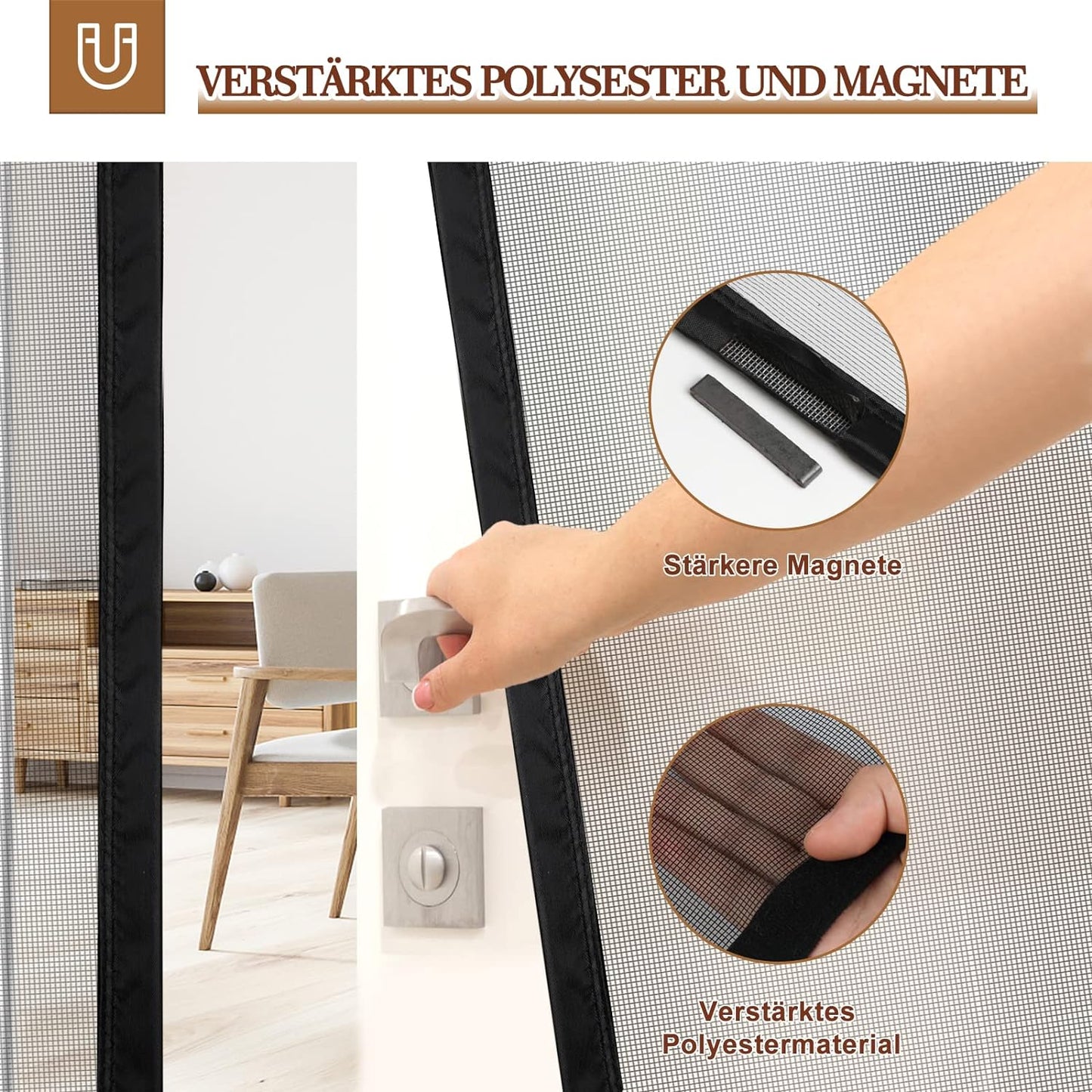 Yotache Zanzariera Magnetica per Porta Balcone, 100 x 220 cm Nera, Senza Foratura, per Protezione dagli Insetti Anti-Zanzare