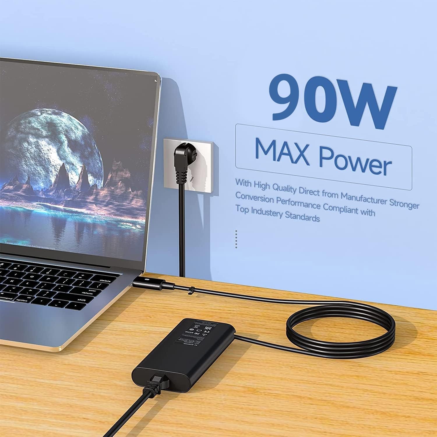 90W USB C Alimentatore Caricatore per Dell Latitude 5420 5430 5300 5400 5480 5490 5580 5590 5330 5440 7440 7300 7400 7280 7390 2In1 Xps 13 15 17 LA90PM170 DA90PM170 Caricabatterie Adattatore Charger