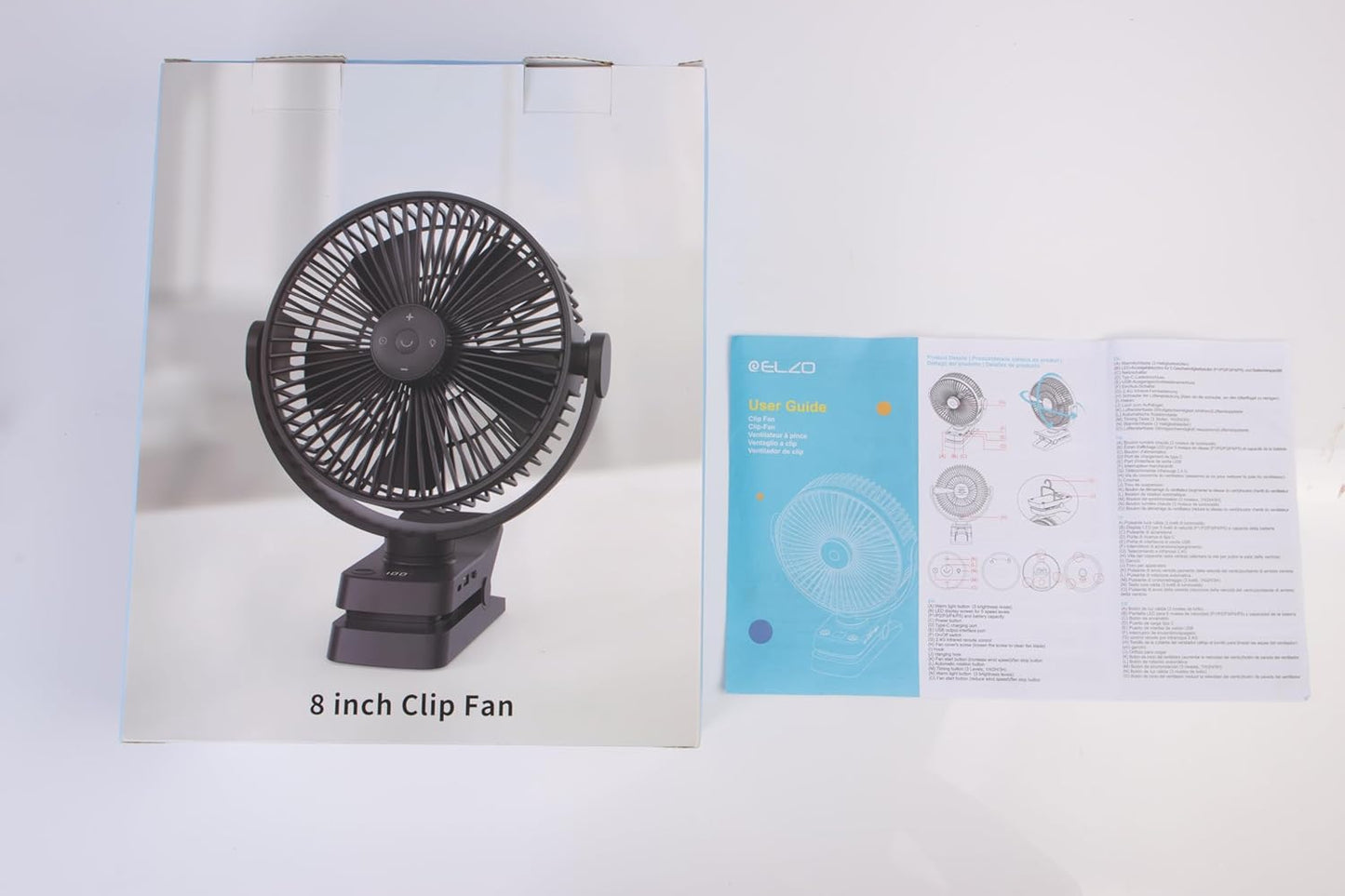 Ventilatore Da Tavolo USB, 12000Mah Ventilatore Da Campeggio Ricaricabile, Ventilatore Con Clip Silenzioso Con 5 Velocità, Portatile Ventola Con Telecomando per Ufficio Campeggio Tenda Passeggino