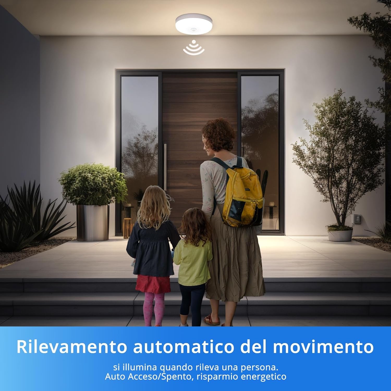 Plafoniera Led Soffitto Con Sensore Di Movimento Con Pir, 15W 1500LM 4000K Bianco Naturale Lampada a LED Rotonda, IP56 Luce Motion Sensor Antipolvere Impermeabile per Cucina Garage.