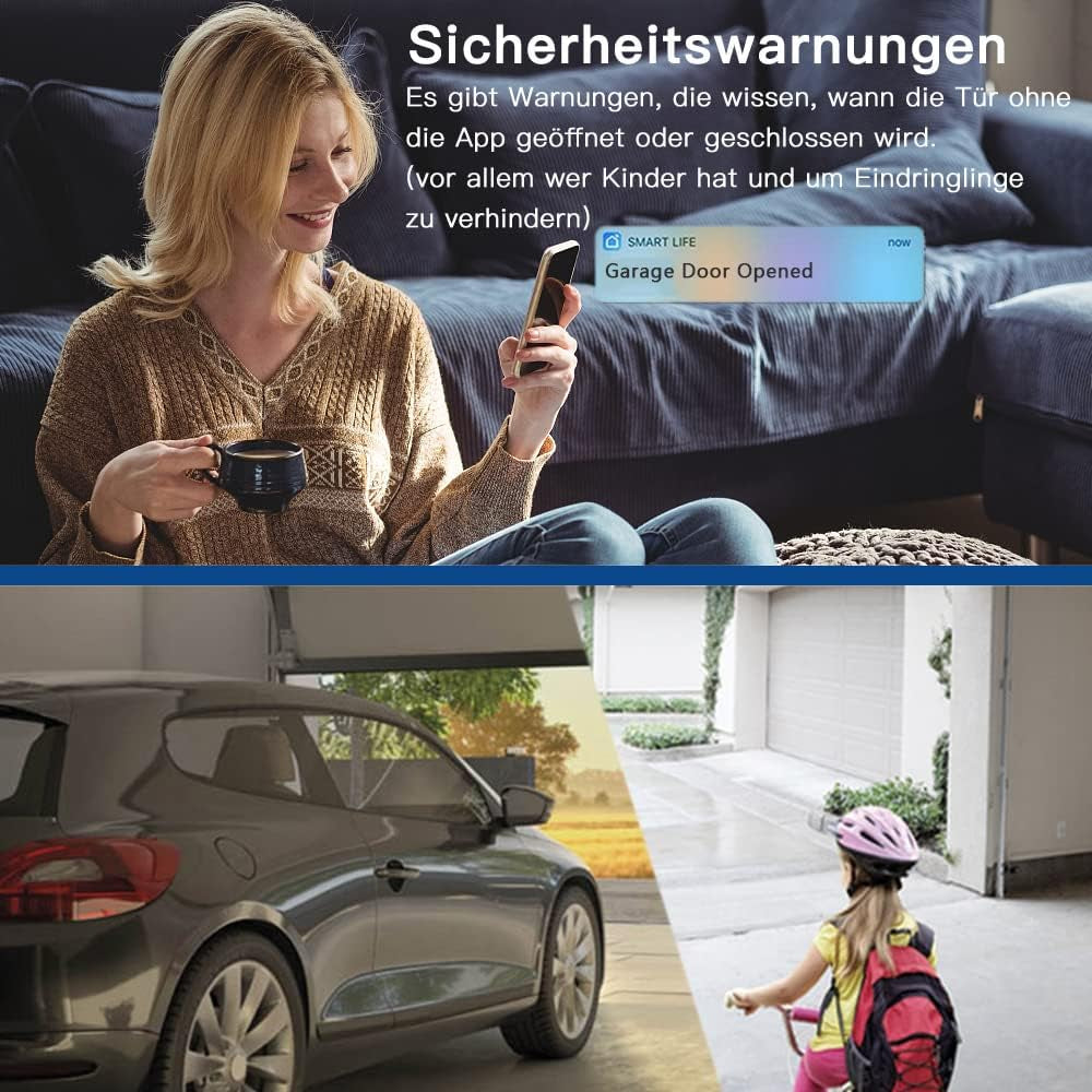 Apriporta Wifi Smart per Garage , Controllo App Smart Life, Controllo Vocale Con Alexa E Google Home, Senza Hub