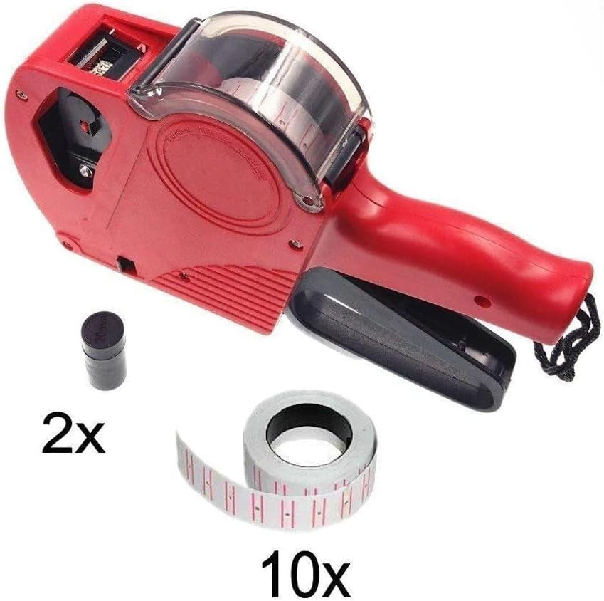 8 Cifre Prezzatrice Etichettatrice Manuale Con 10 Rotoli Etichette (5000 Pz) 2 Rulli Inchiostro