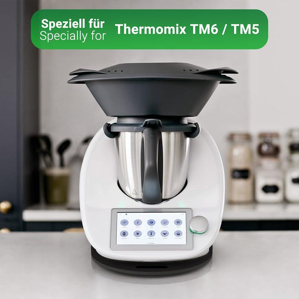 Tavola Scorrevole per Bimby TM6 TM5 in Acrilico, Vassoio Scorrevole per Thermomix, Facile Da Spostare (Nero)