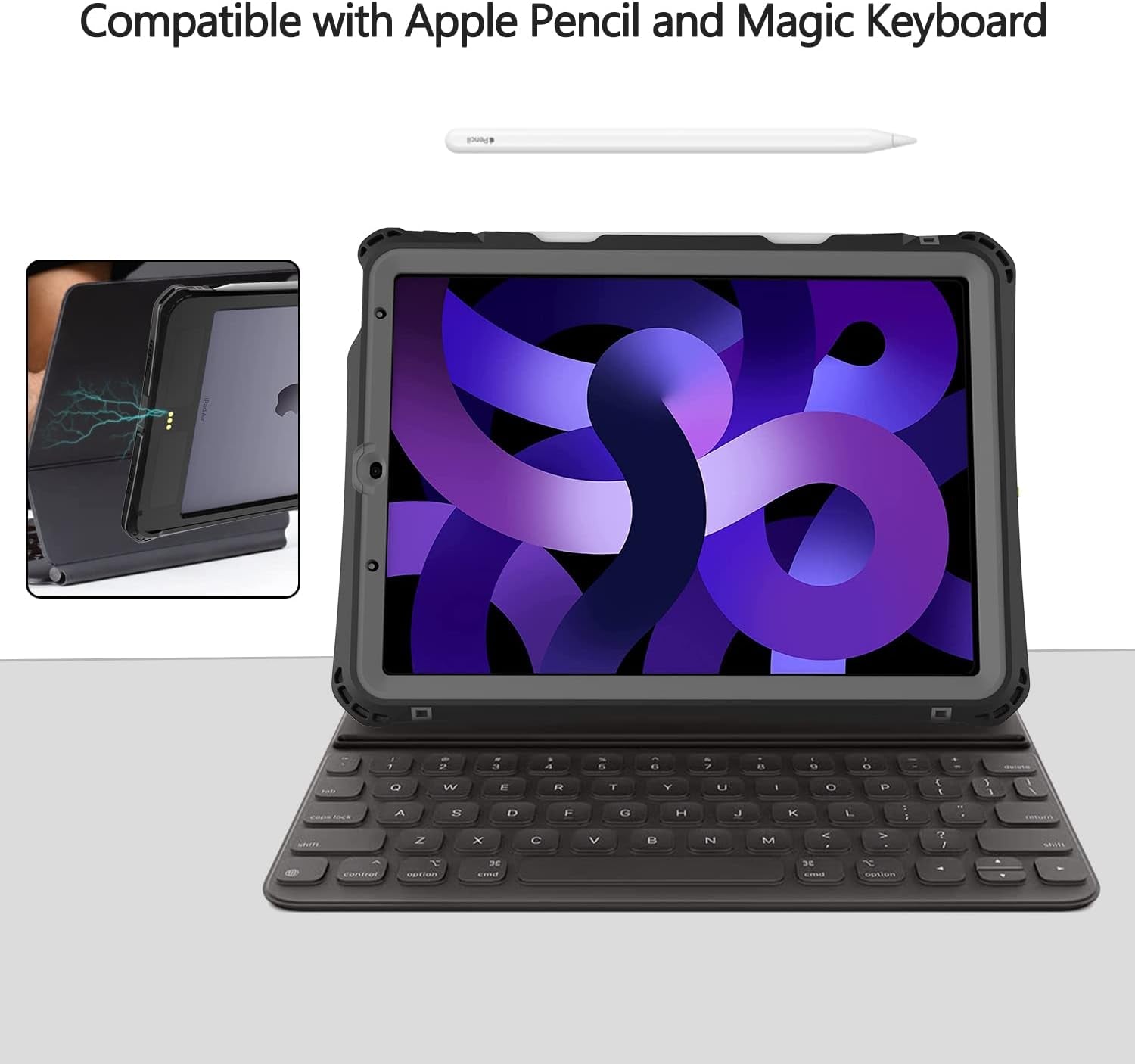 Custodia Impermeabile per Ipad Air 5/4 per Ipad Air 5/4A Generazione, Custodia Protettiva Completa Con Proteggi Schermo, Portamatite, Cavalletto, Cinturino, Antiurto, Antipolvere