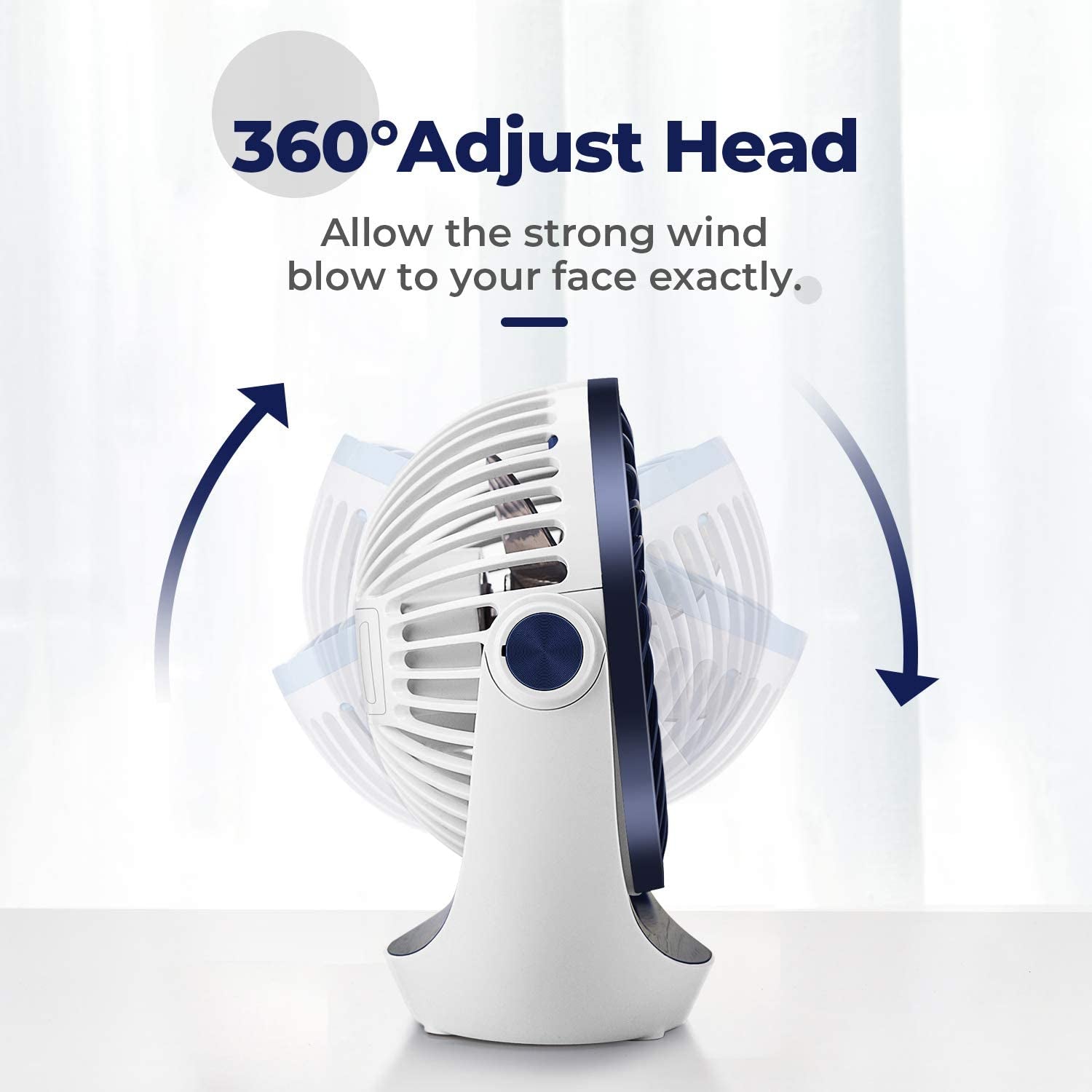 Ventilatore Da Tavolo,Mini Ventilatore Usb,Con Forte Flusso D'Aria E Funzionamento Silenzioso, Velocità Regolabile, Testa Girevole a 360 °, per Scrivania, Ufficio, Casa