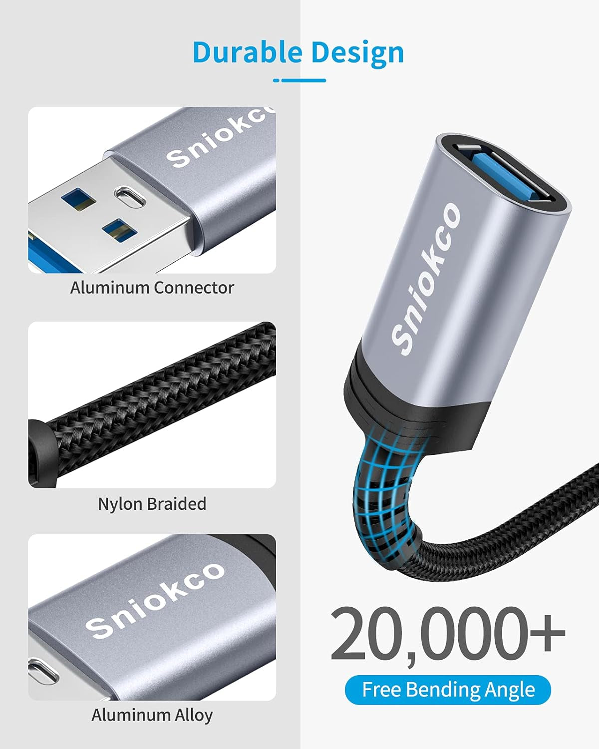 Cavo Prolunga USB 3.0 3M, Tipo a Cavo Di Prolunga Da Maschio a Femmina Trasferimento 5Gbps, Compatibile Con Tastiera, Mouse, Gamepad, Unità Flash, Disco Rigido, Playstation, Stampante E Altro