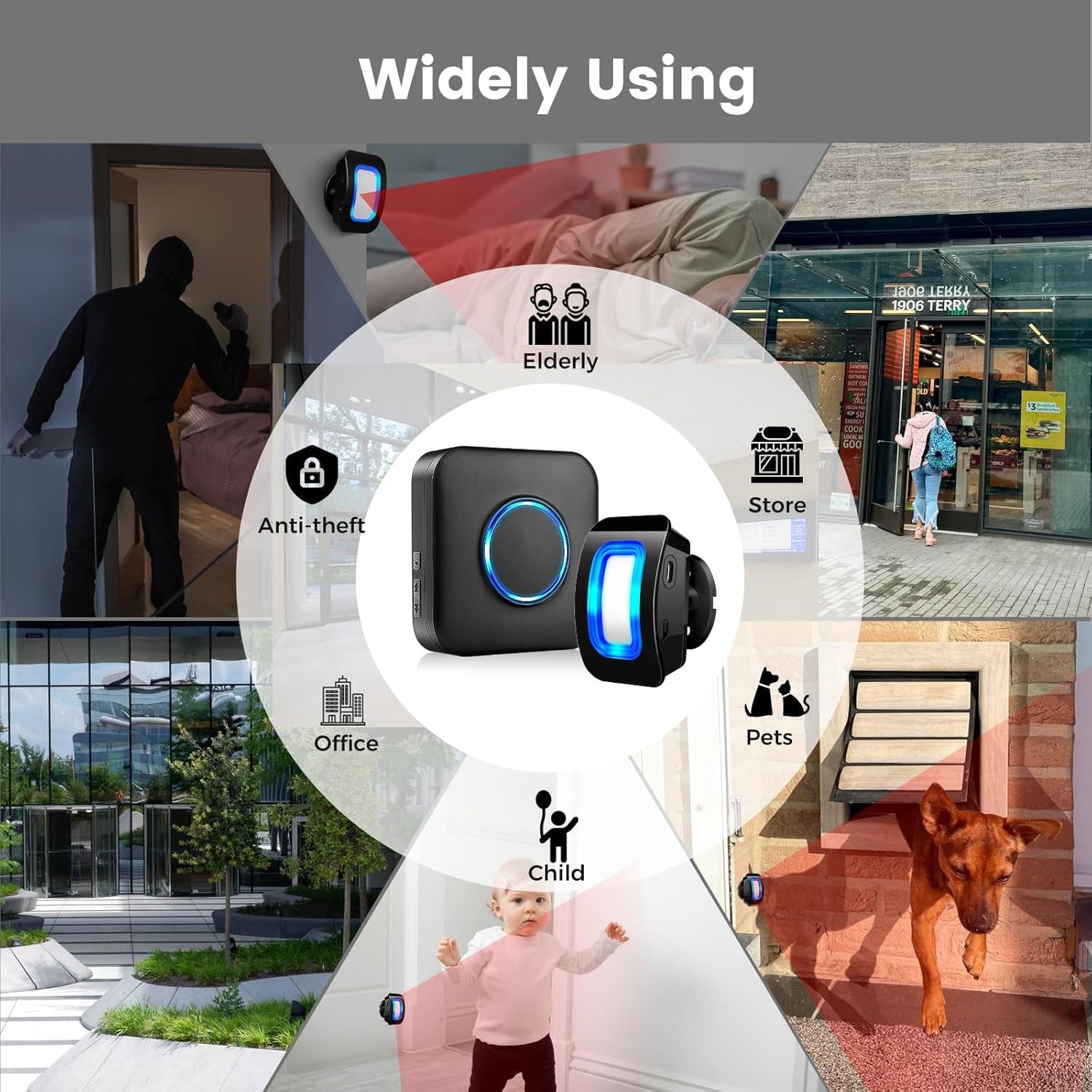 PIR Rilevatore Di Movimento Allarme Sistema Di Sicurezza Domestica Wireless 110 Db Antifurto Sensore Di Movimento a Infrarossi per Interni Portata 150 M Campanello Wireless per Casa, Garage, Negozio