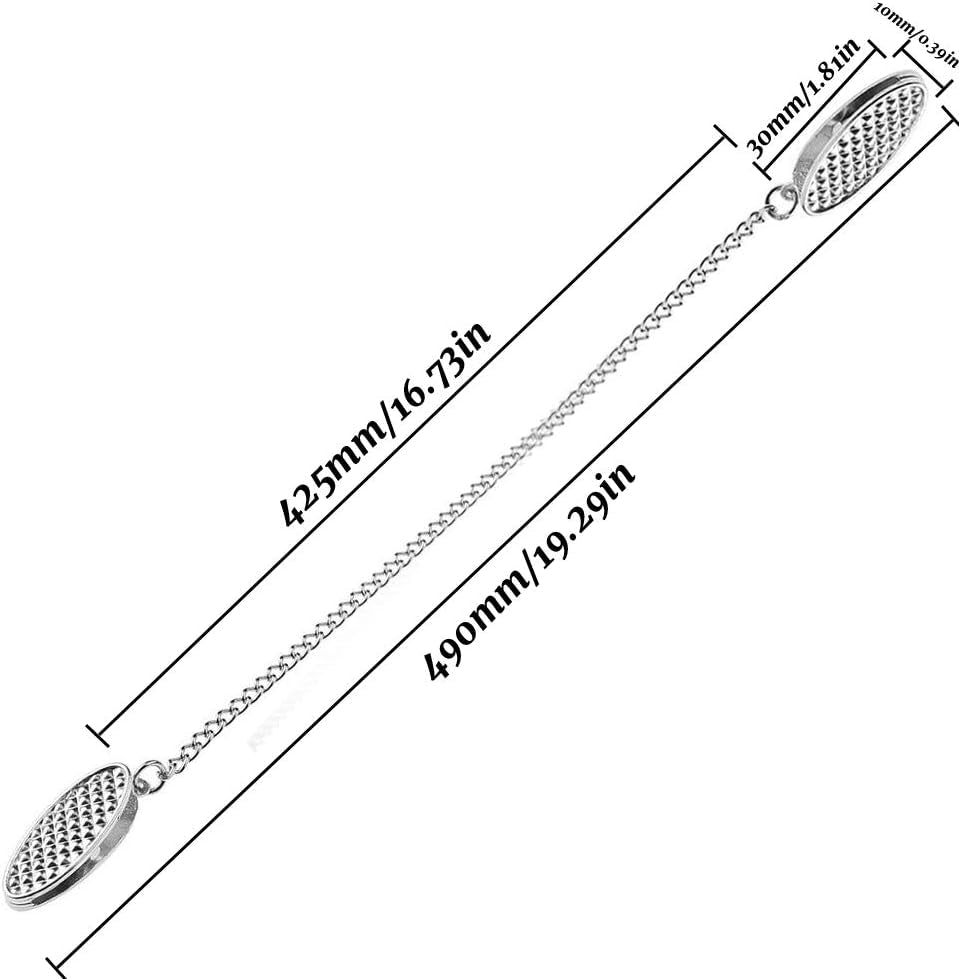 PEAK-EU 4 Pack 49 Cm Catena Di Metallo Clip Di Tovaglioli Grembiule Catenina Di Fissaggio per Tovaglioli Flessibile Holder Tovagliolo per Bambini Adulti Anziani - Argento