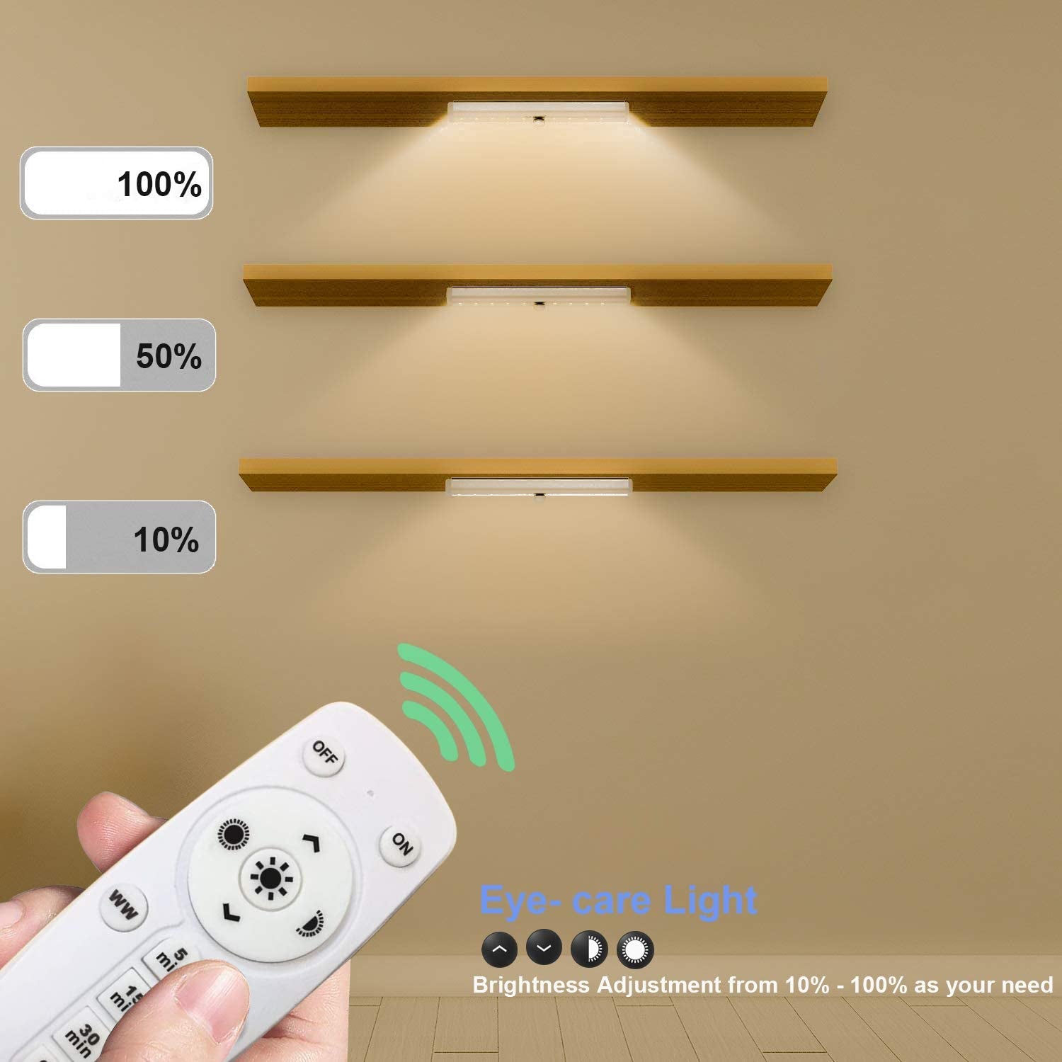 Luce Con Telecomando Senza Fili 3 PACK  Luci Led a Batteria Con Telecomando, Luci Da Notte Portatili Con Nastro Adesivo Magnetico Da Fissare Ovunque/Luminosità Regolabile/Timer per Spegnimento