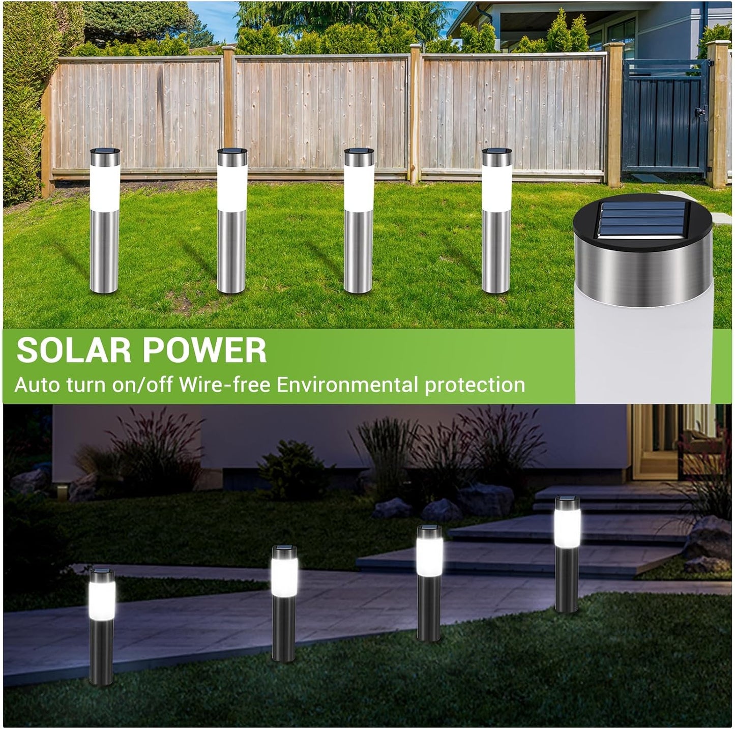 Lampada Solare Giardino Esterno, 4 Pezzi Bianca Fredda Luci Solari per Esterni, Luci Giardino Energia Solare LED Impermeable Illuminazione Giardino Solare per Terra Cortile Prato Vialetto