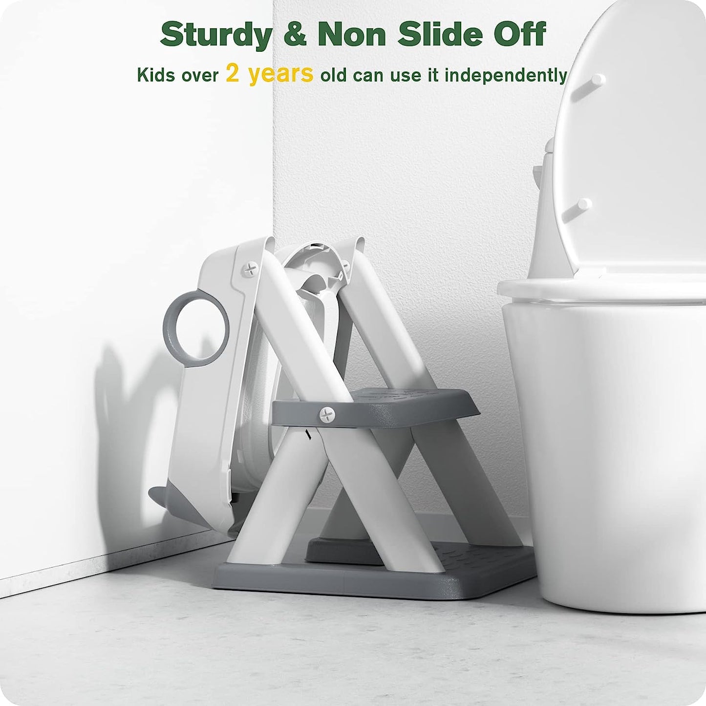 Riduttore Wc per Bambini, Sedile Rialzato per Bambini Maschi E Femmine, Sedile WC Portatile Pieghevole per Bambini, Pedana Antiscivolo Anti-Spruzzo, Scala per Sedile Del Water