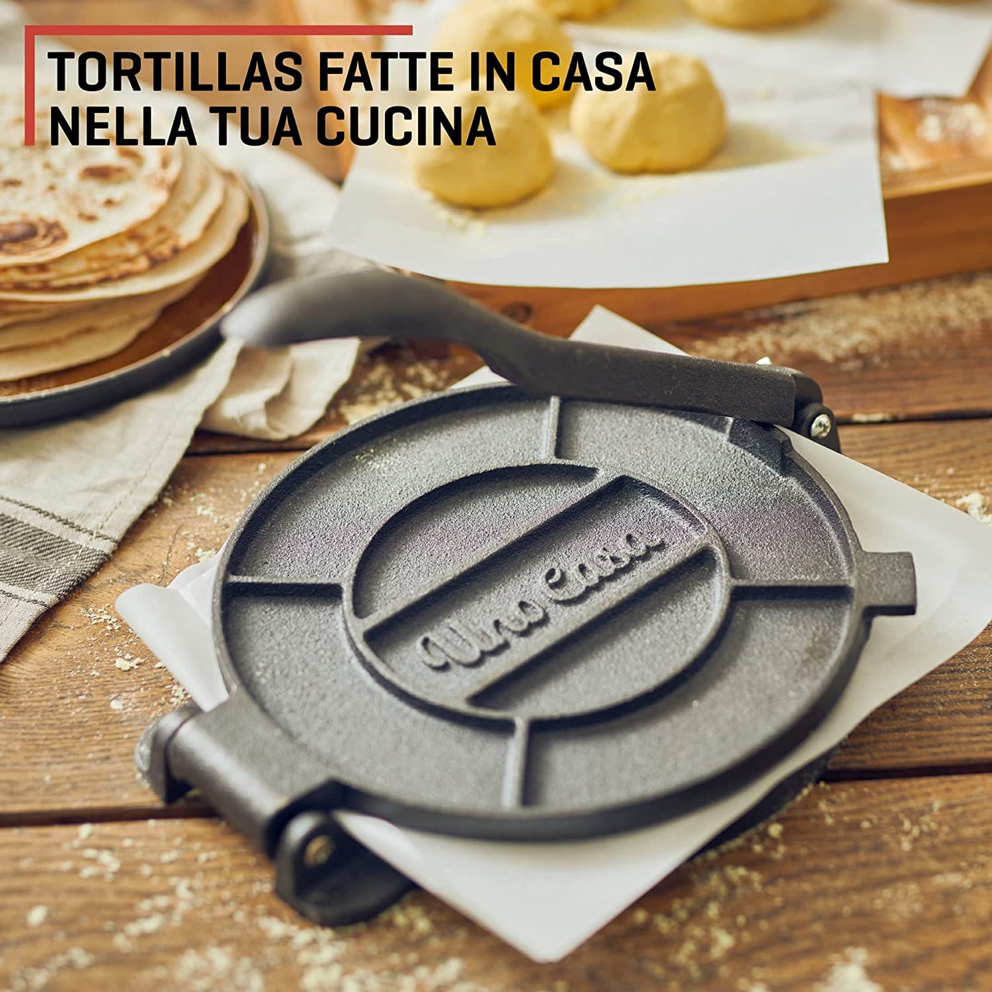 Pressa per Tortillas in Ghisa Robusta - Tortilla Maker - 20 Cm