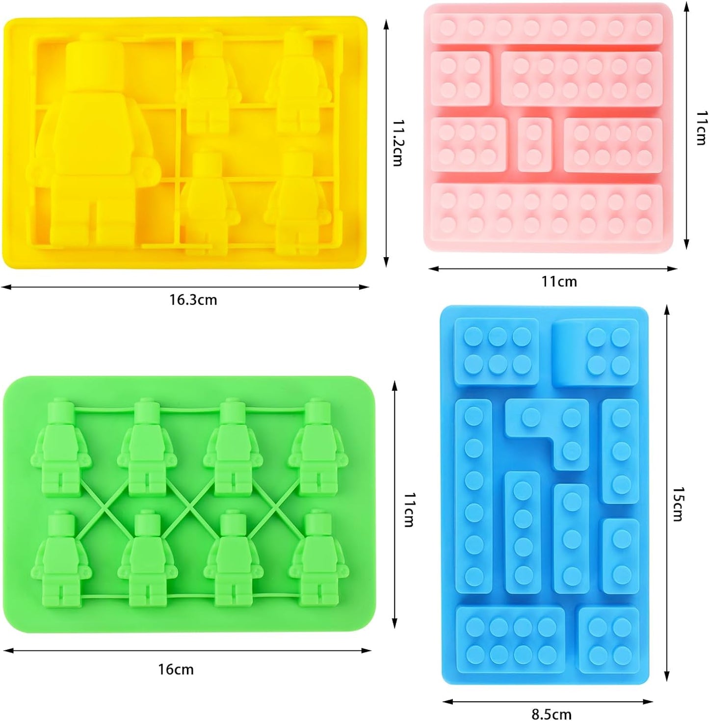 Stampo in Silicone, 4 Pezzi, per Robot Da Costruzione, in Silicone, per Cubetti Di Ghiaccio, per Torte, Gelatine, Cioccolatini